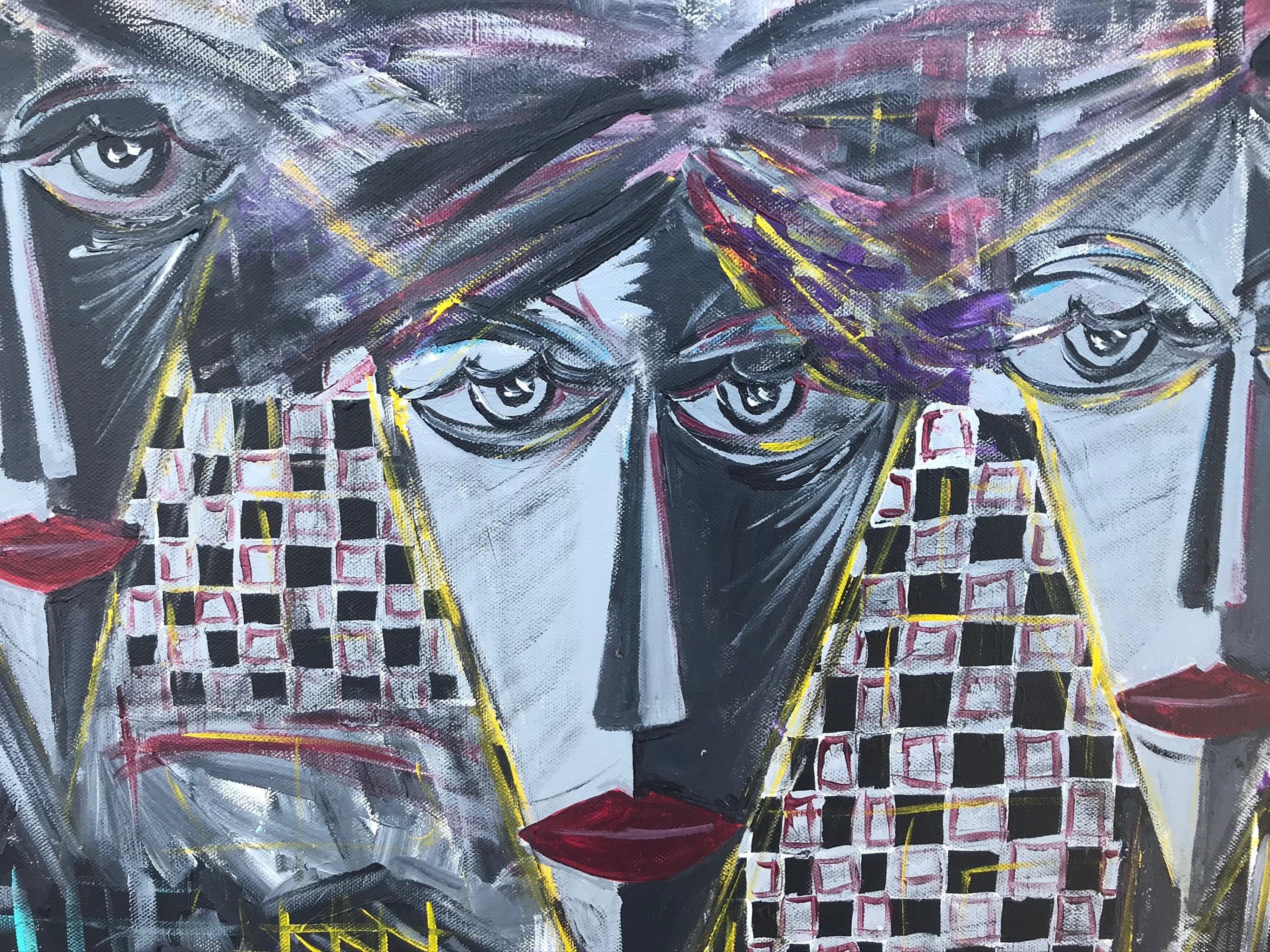 R. Poch    Gebrüder in Barcelona, blaues Original-Acrylgemälde (Abstrakter Expressionismus), Painting, von Ramon Poch