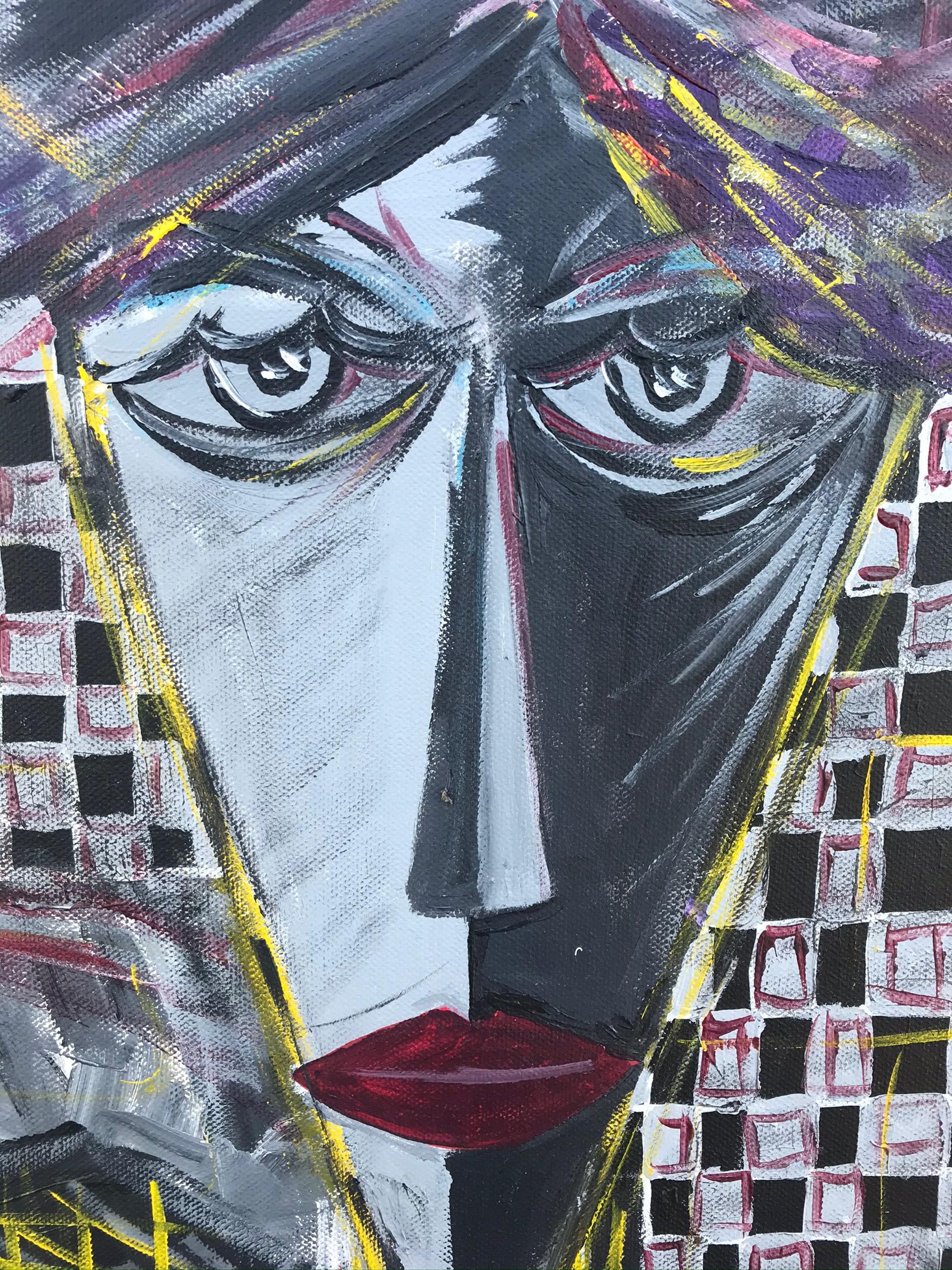 R. Poch    Gebrüder in Barcelona, blaues Original-Acrylgemälde (Grau), Abstract Painting, von Ramon Poch