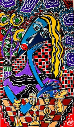 R. Poch Checkmate original acrylic painting