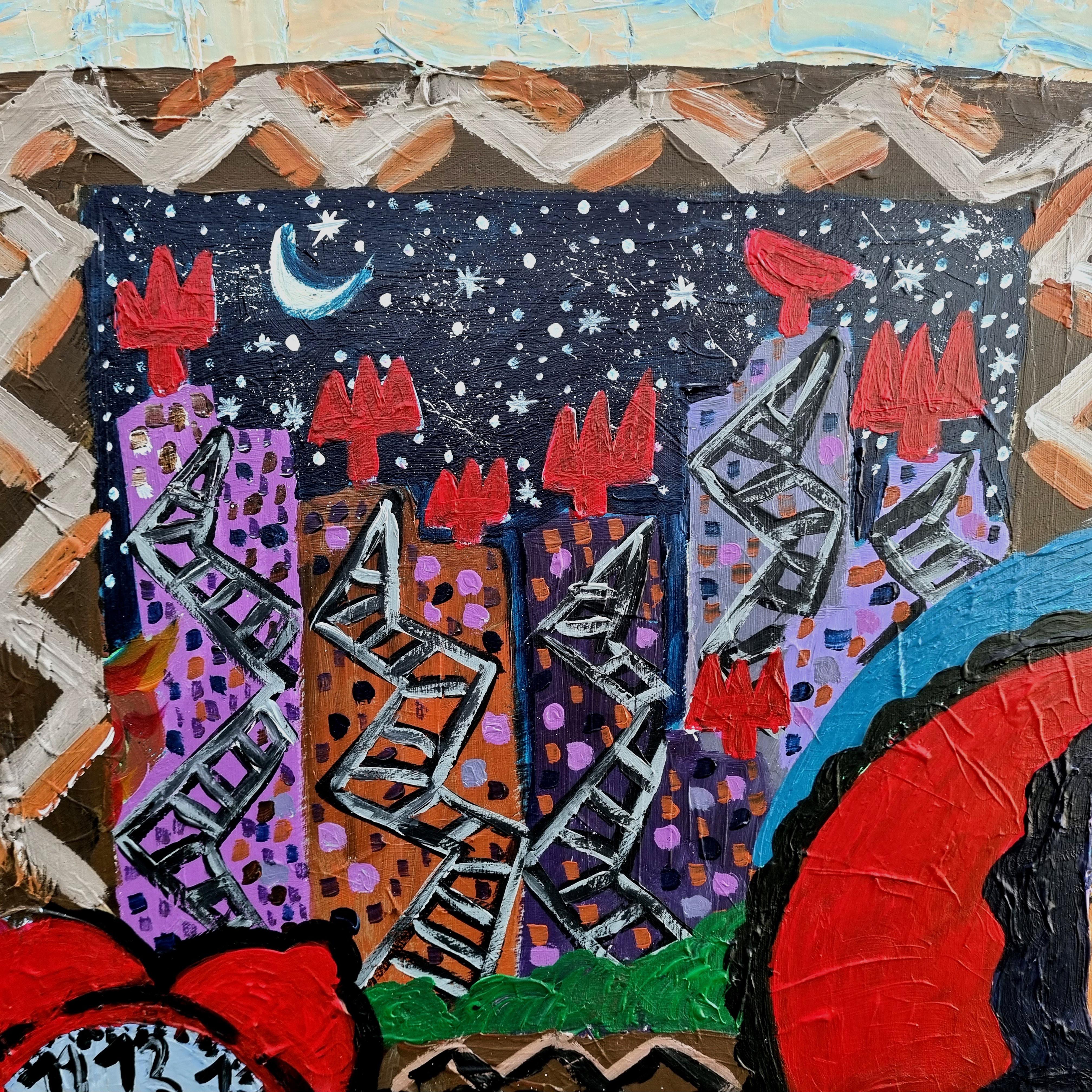 85 R. Poch. Clock. Cat. character. red  original acrylic painting

Born in Badalona (Barcelona).
Photographer and advertising film director.
Founding partner of the advertising production company La Cosa de las Peliculas: 
He has directed