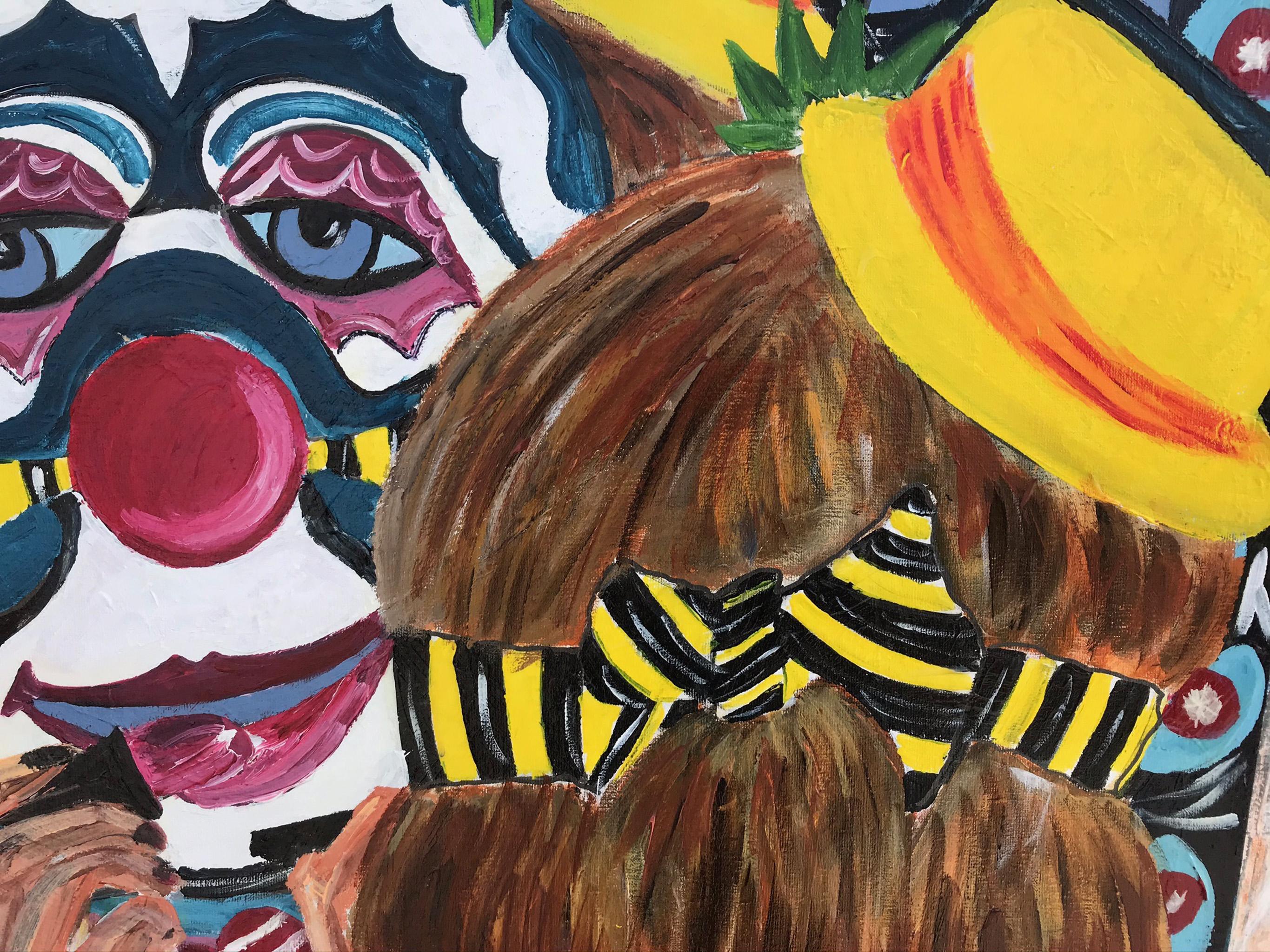 R. Poch.  Trucco da clown   pittura acrilica originale - Abstract Painting Nero di Ramon Poch