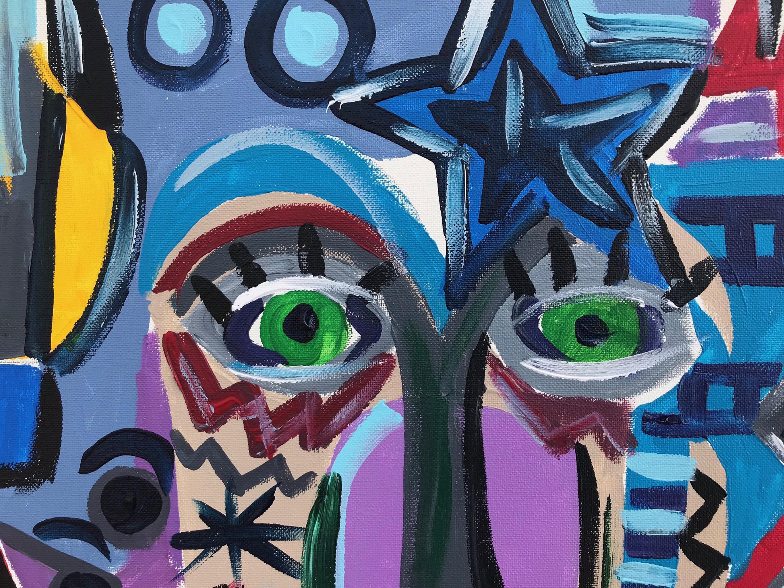 R. Poch  . Pärchen in Farben  Acrylmalerei (Schwarz), Abstract Painting, von Ramon Poch