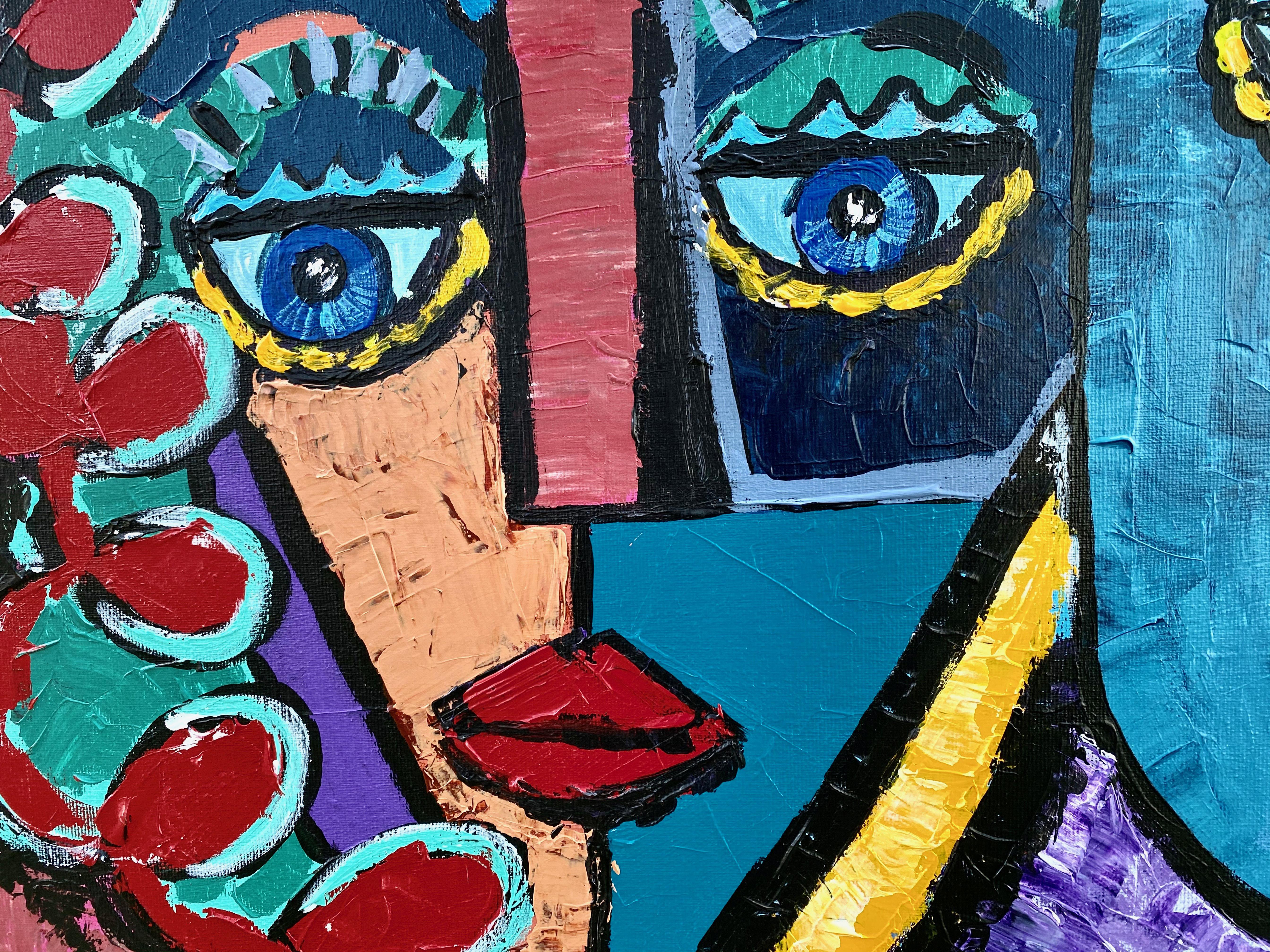 R. Poch   Getränke  Zahlen  Farben  Katze   Original-Acrylgemälde – Painting von Ramon Poch