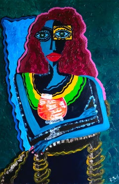 R Poch  Elle  pittura acrilica originale
