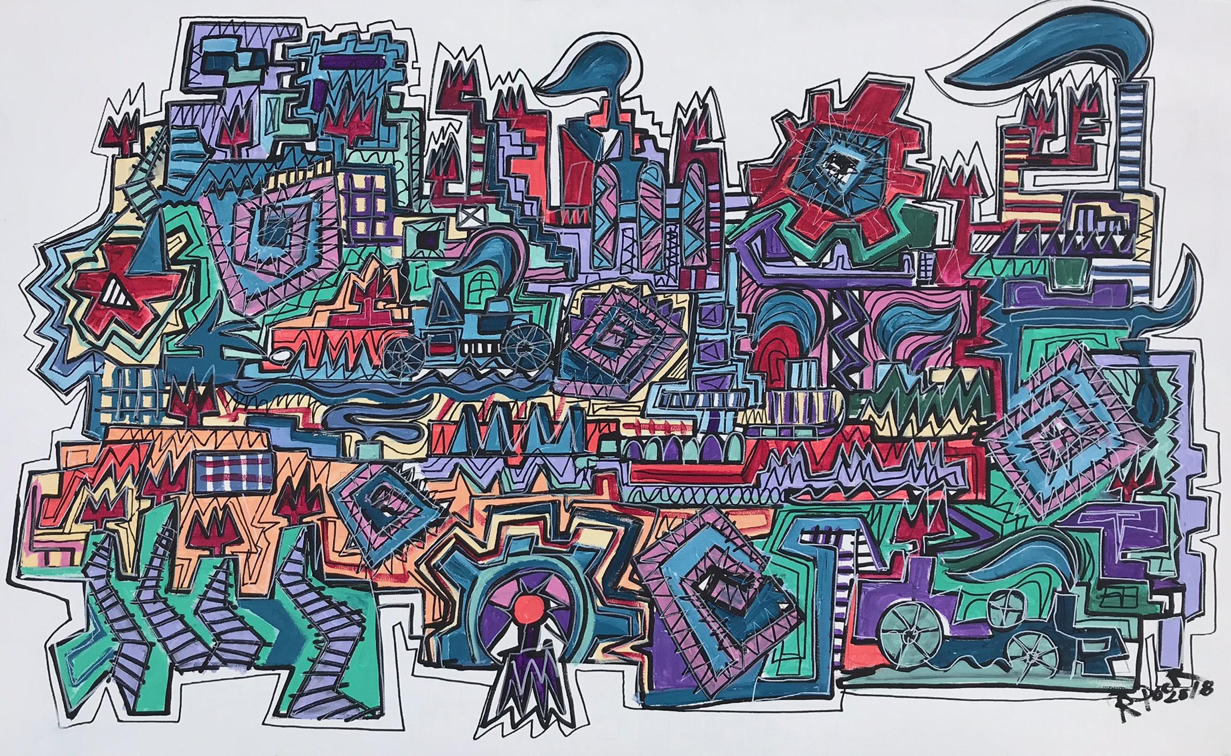 R. Poch   Fabbrica 10.  pittura acrilica originale - Painting di Ramon Poch