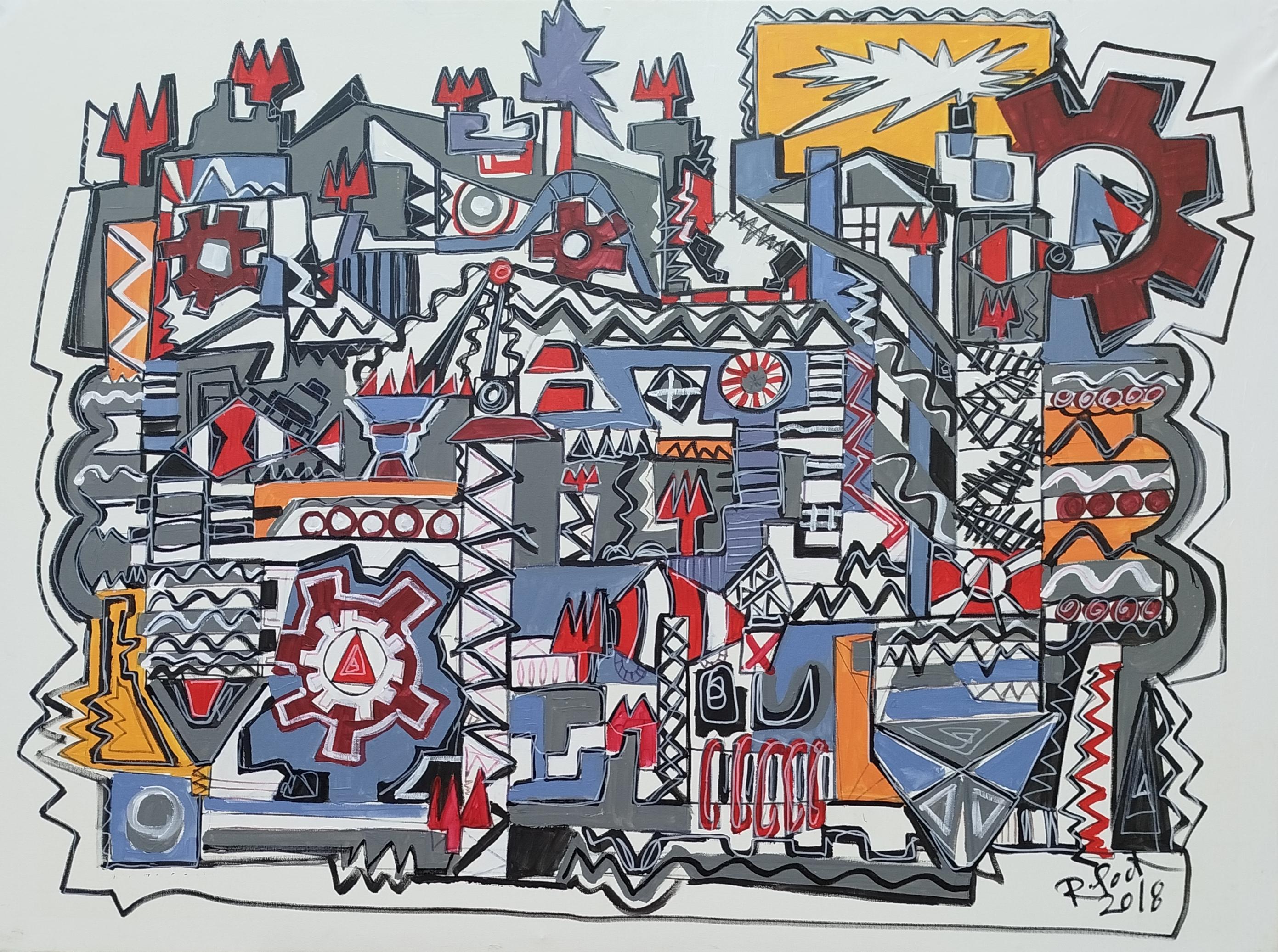 Ramon Poch Abstract Painting – R. Poch – Acrylgemälde aus der eigenen Werkstatt, zeitgenössische abstrakte Kunst, gerahmt, ab 2010