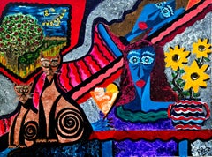 R. Poch Retrato de familia 100x130 cm. pintura acrílica original