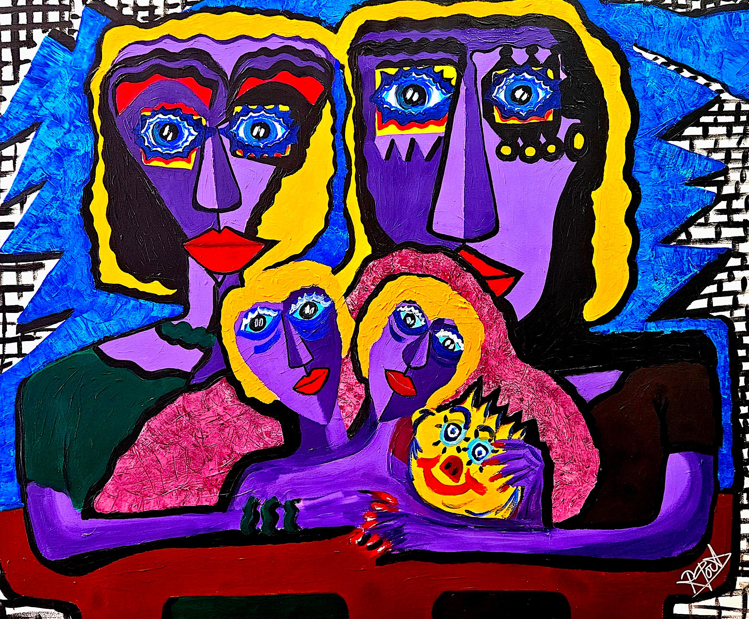 R. Poch. Gemelos  peinture acrylique originale - Expressionnisme abstrait Painting par Ramon Poch