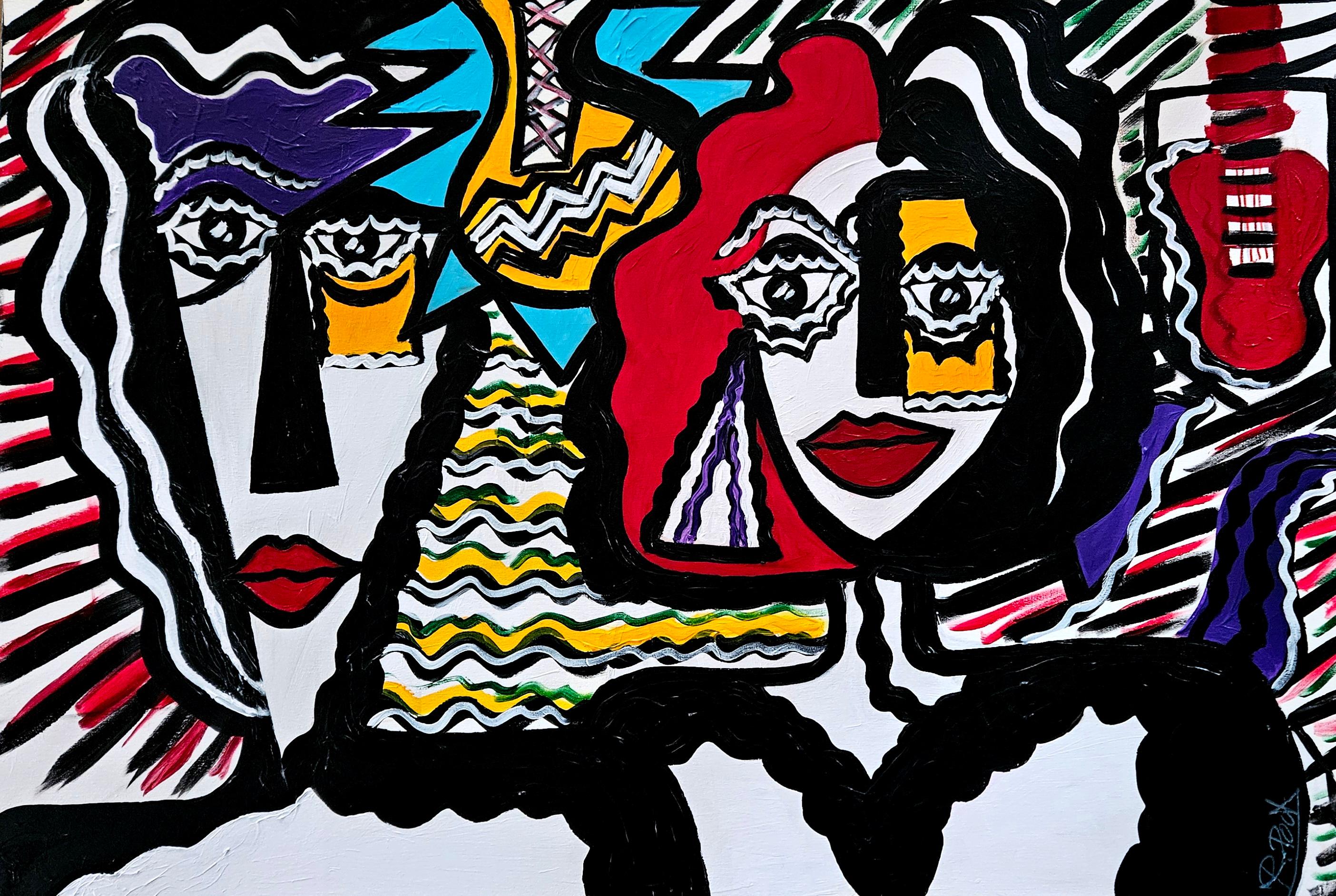 R. Poch  Chitarra    pittura acrilica originale - Painting di Ramon Poch
