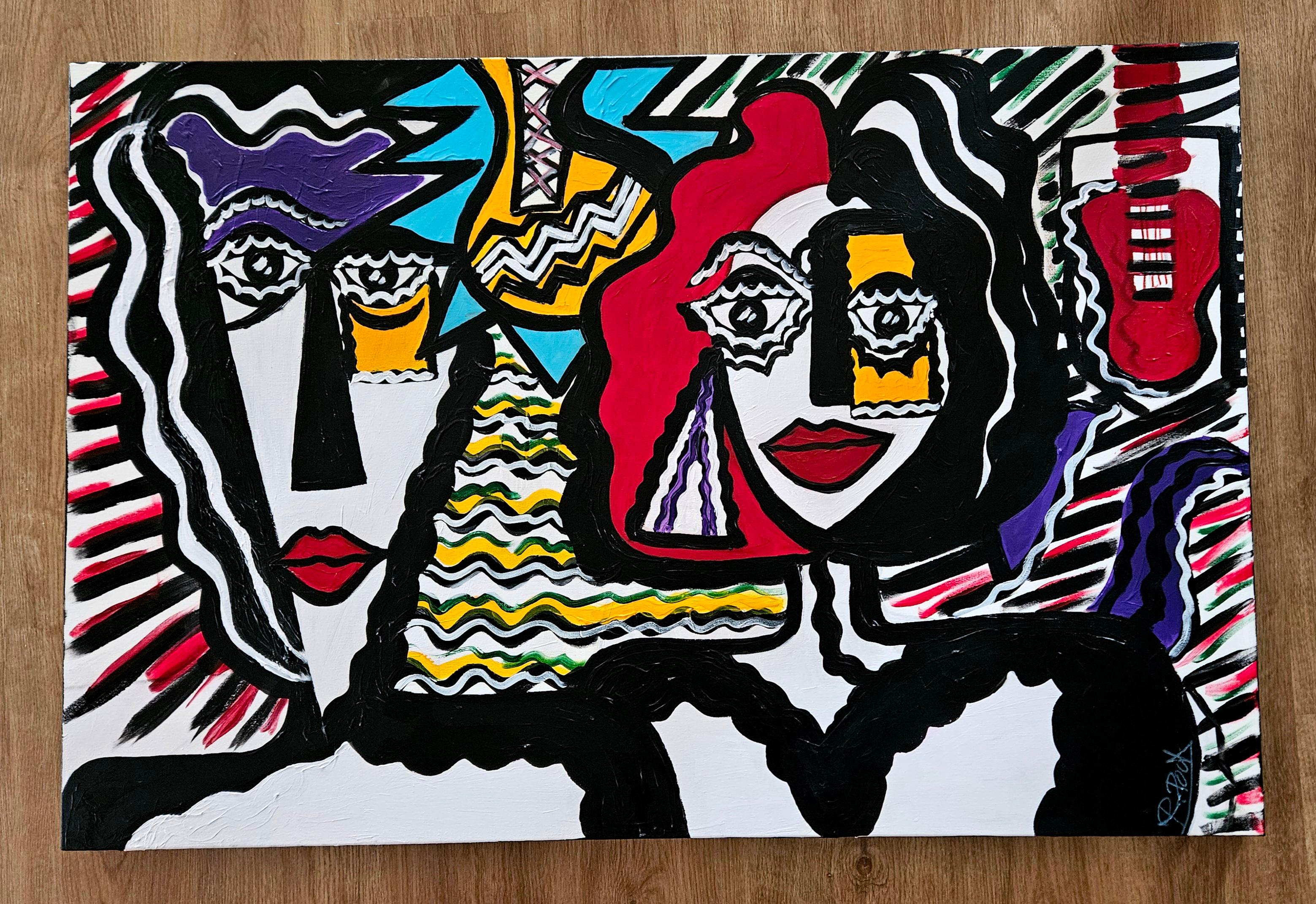 R. Poch  Chitarra    pittura acrilica originale - Painting Espressionismo astratto di Ramon Poch