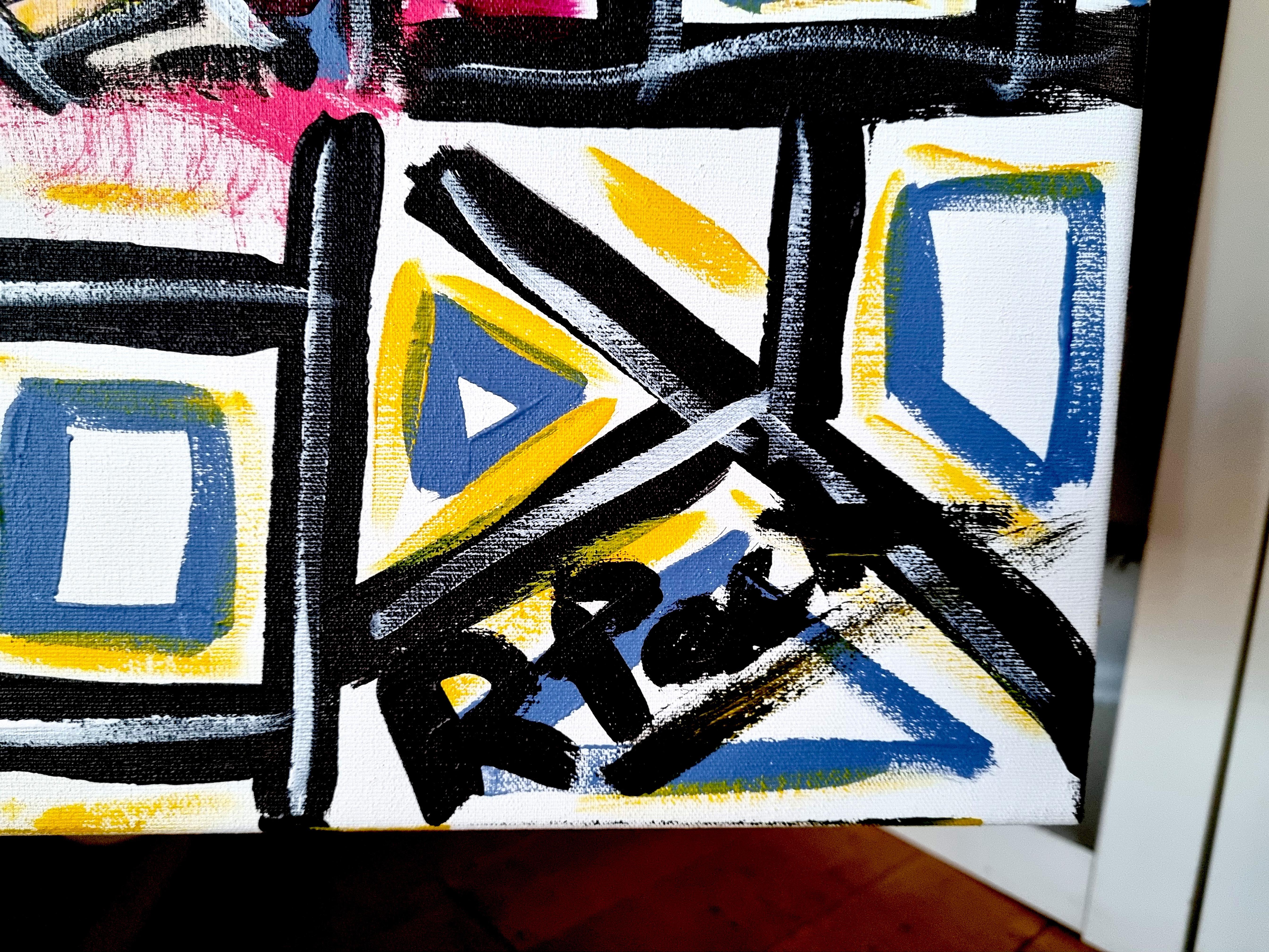 R. Poch INDUSTRIAL CITY 120 x 120 cm Original Acrylgemälde, Original (Schwarz), Abstract Painting, von Ramon Poch