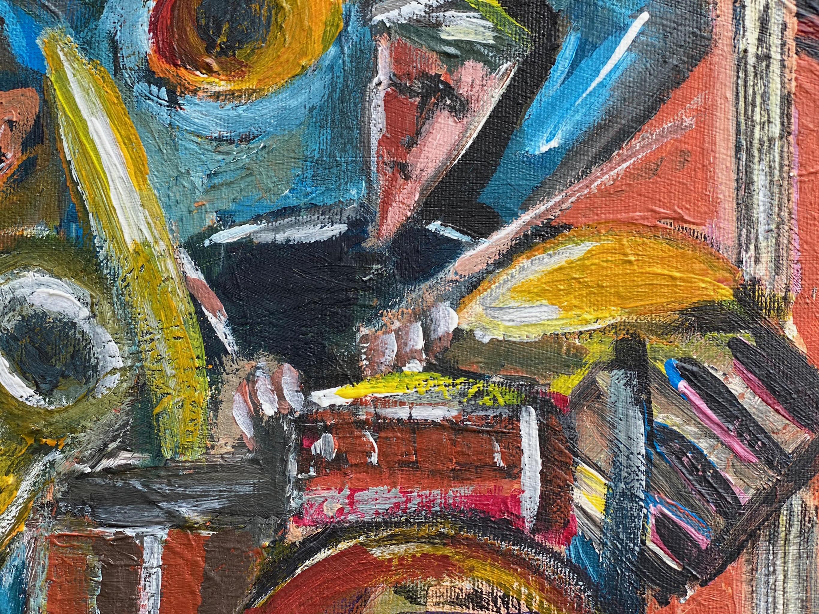 69.-Jazz group 100 x 80 cm original acrylic painting

Born in Badalona (Barcelona).
Photographer and advertising film director.
Founding partner of the advertising production company La Cosa de las Peliculas: 
He has directed commercials for the