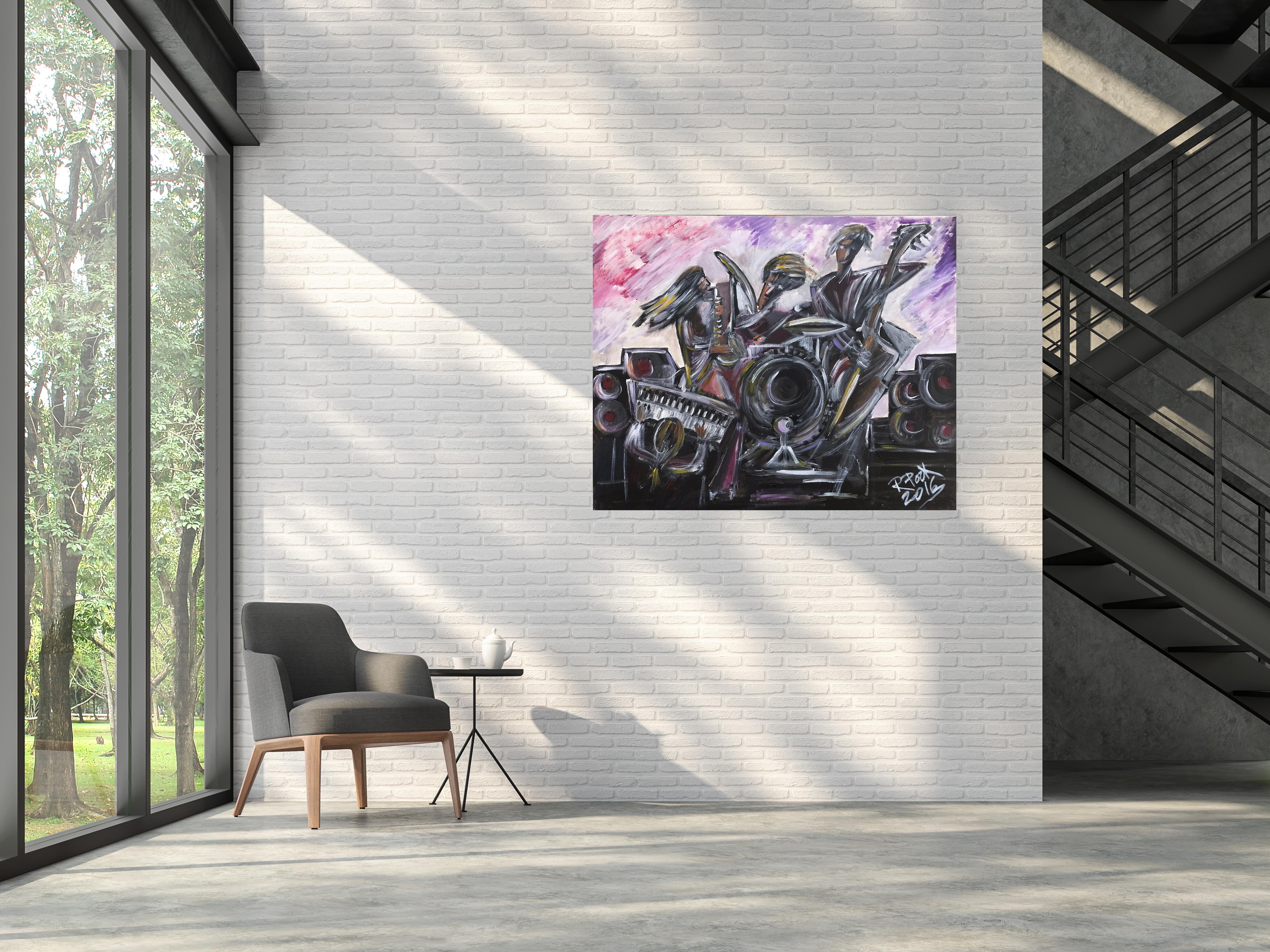 R. Poch  Quartetto Jazz   pittura acrilica in vendita 1