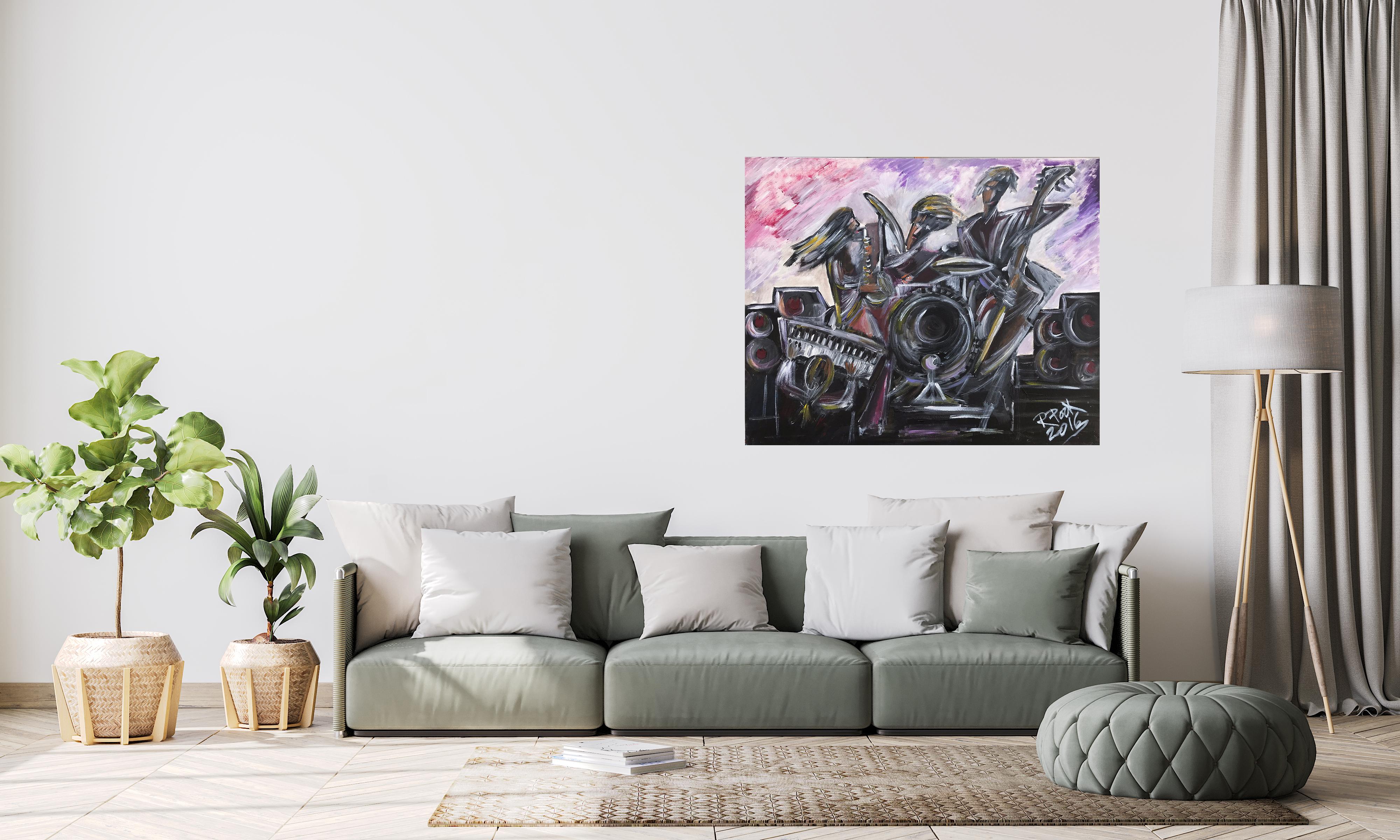 R. Poch  Jazz Quartet   acrylic painting For Sale 2