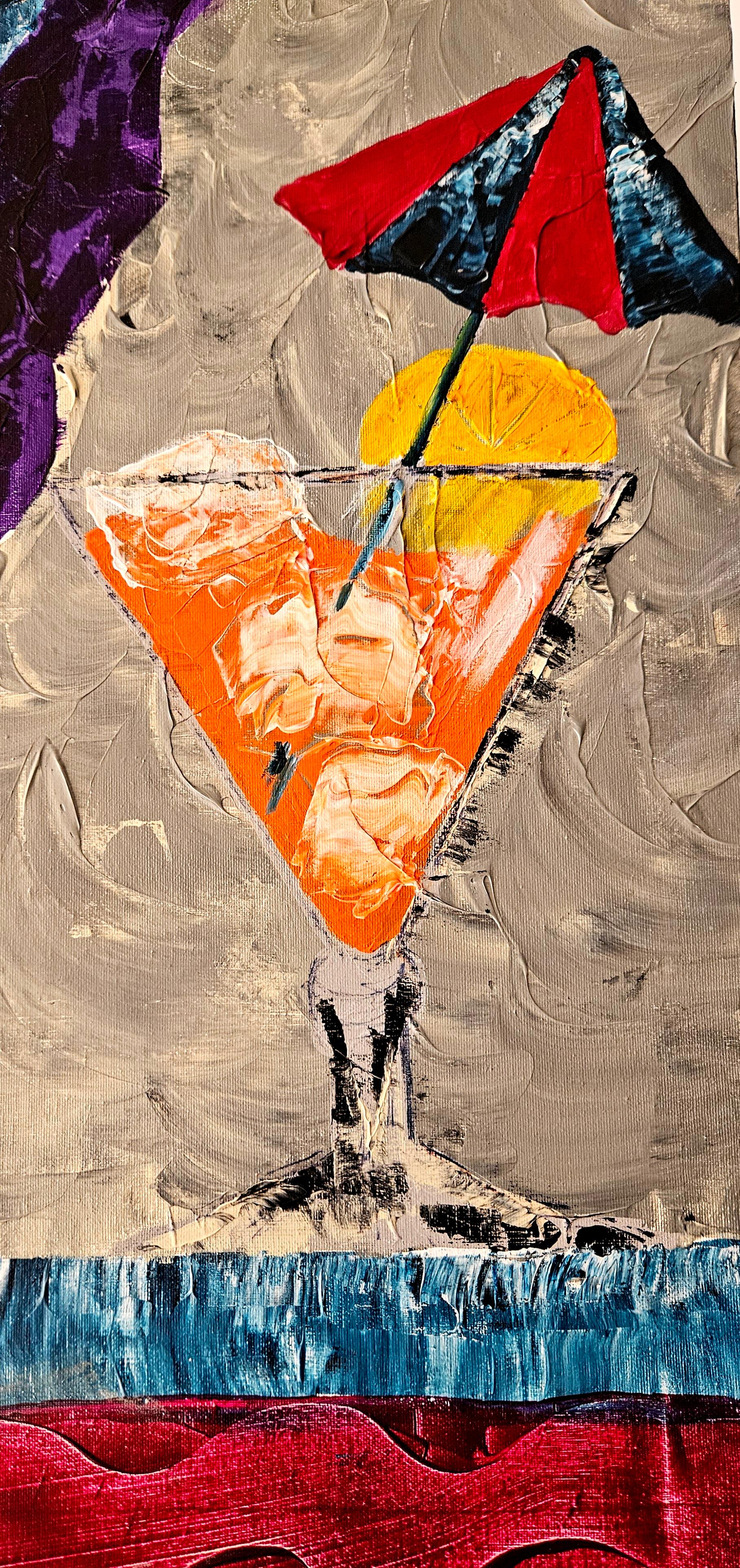 R. Poch Maria in blue original acrylic painting - Abstract Expressionist Painting by Ramon Poch