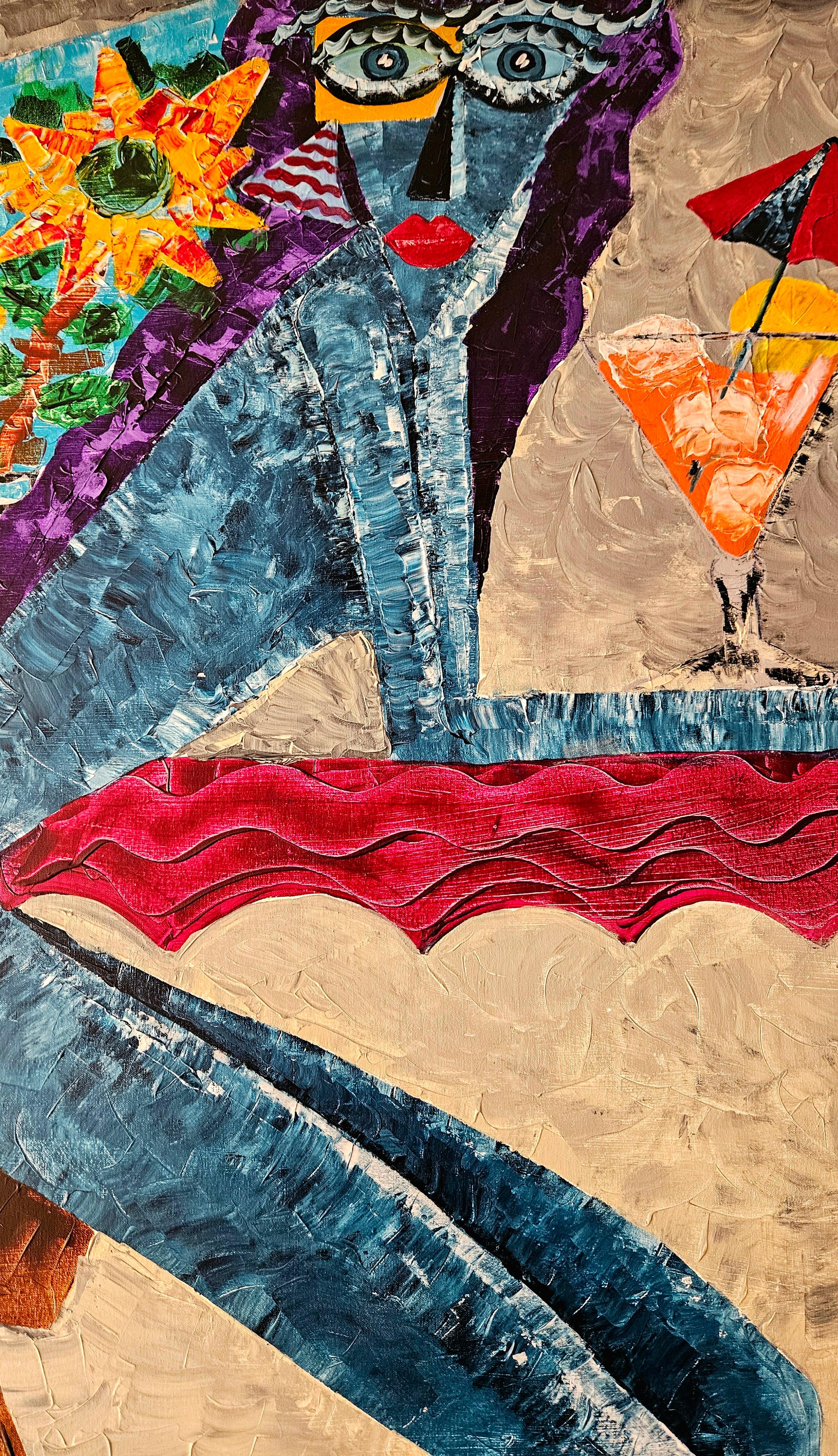 R. Poch Maria in blue original acrylic painting For Sale 1