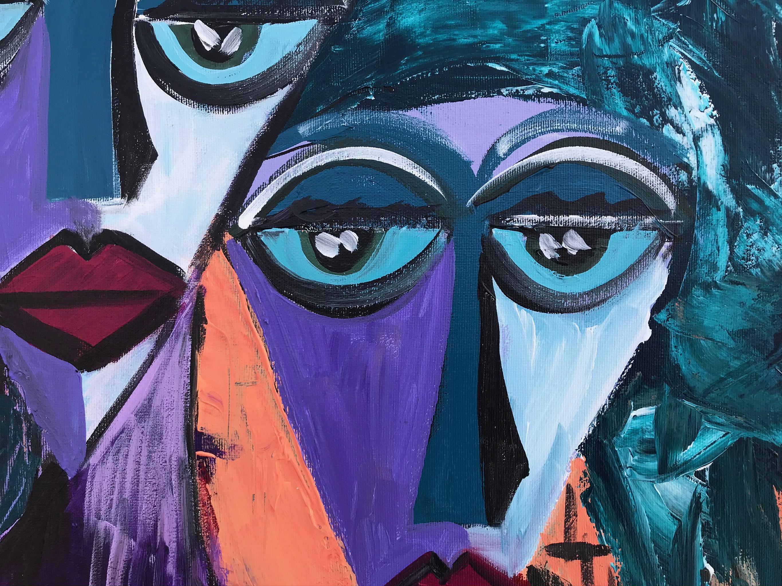 R. Poch  Señoras moradas  Lila  pintura acrílica - Painting de Ramon Poch