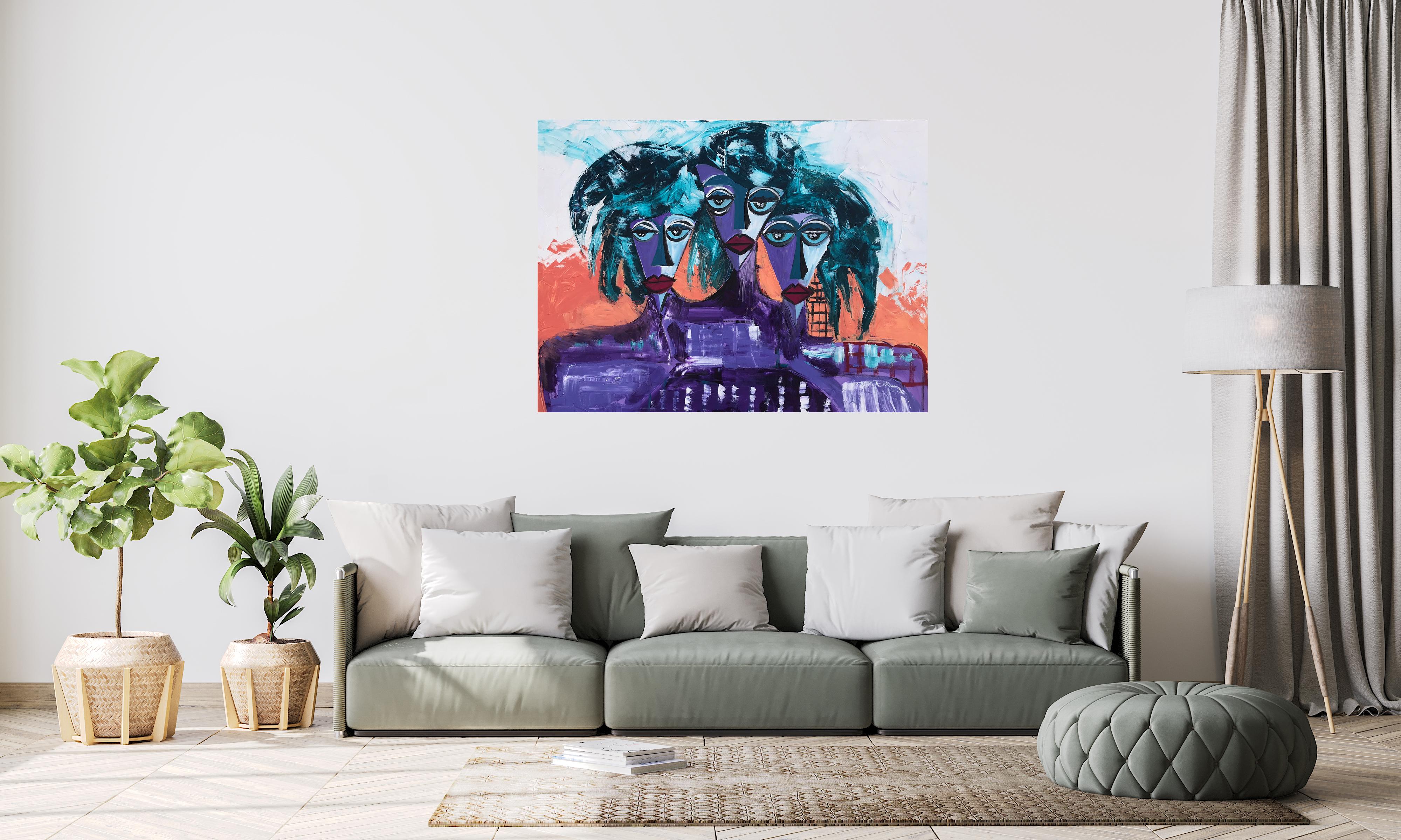 R. Poch  Señoras moradas  Lila  pintura acrílica 1