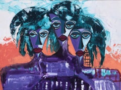 R. Poch 6 Purple Ladies  Lilac  acrylic painting