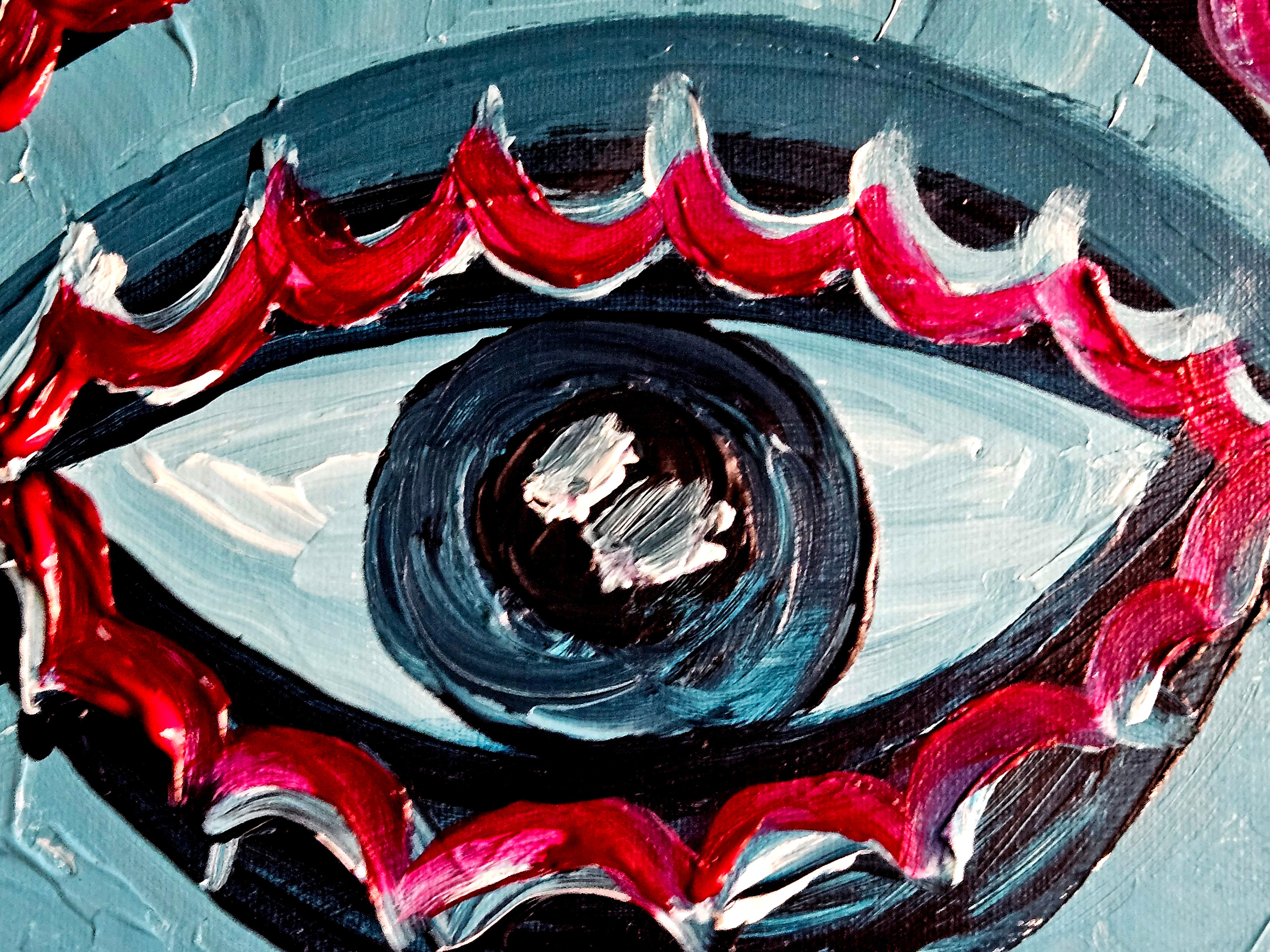 R. Poch  tres ojos  acrílico original - Painting Expresionismo abstracto de Ramon Poch