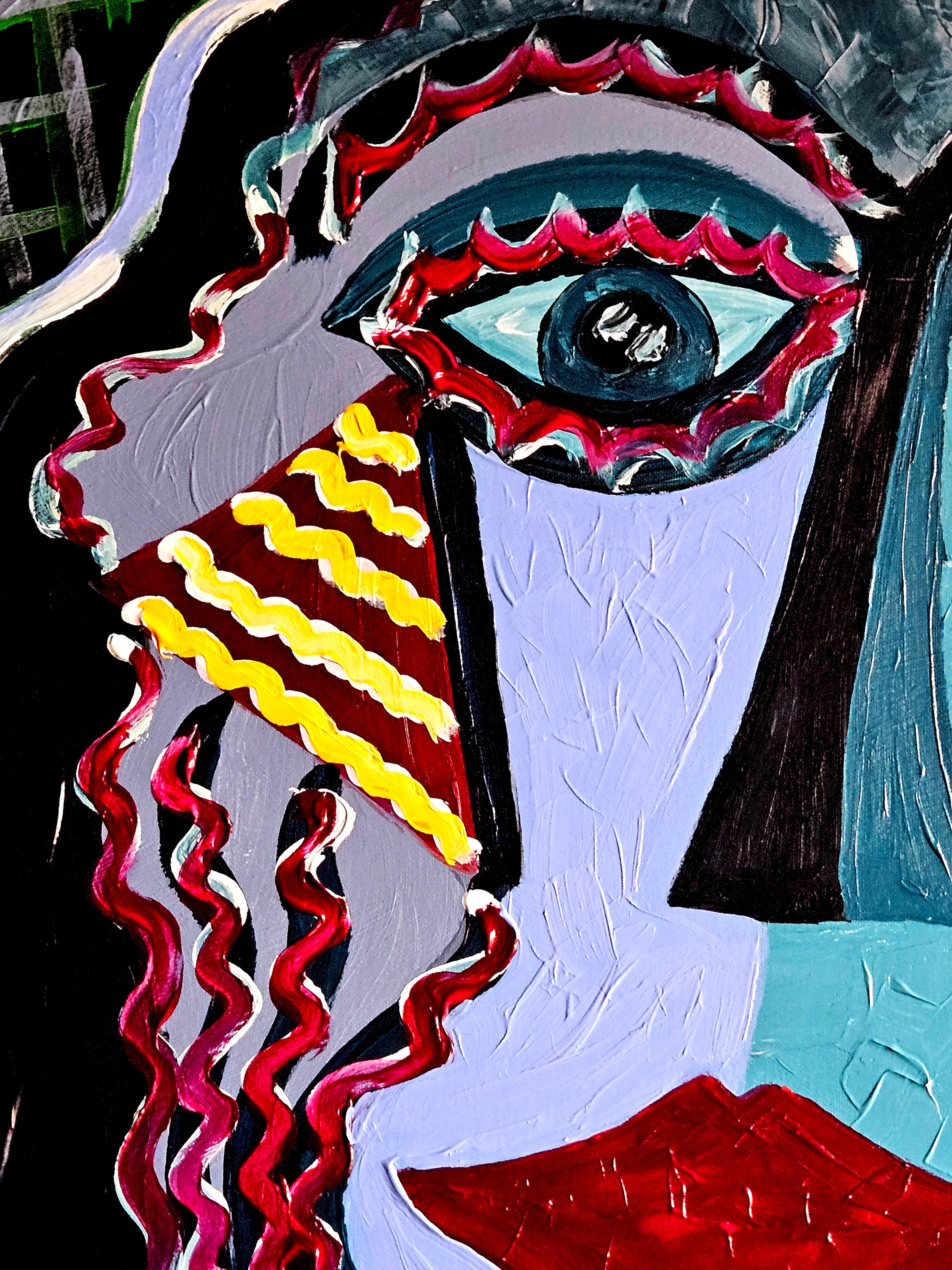 R. Poch  tres ojos  acrílico original en venta 1