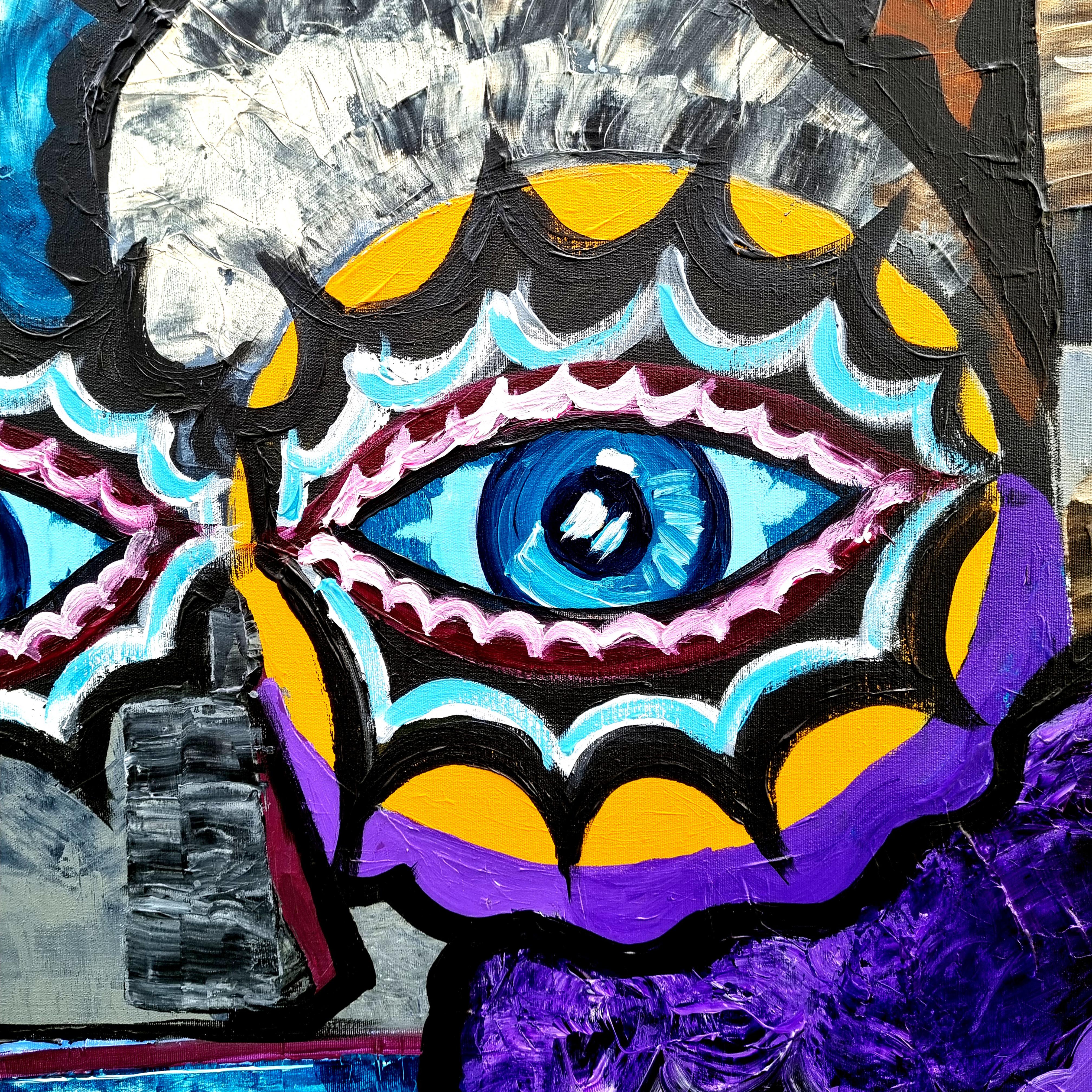 R. Poch  Two Characters  Big  Square. original acrylic painting - Neo-Expressionist Painting by Ramon Poch