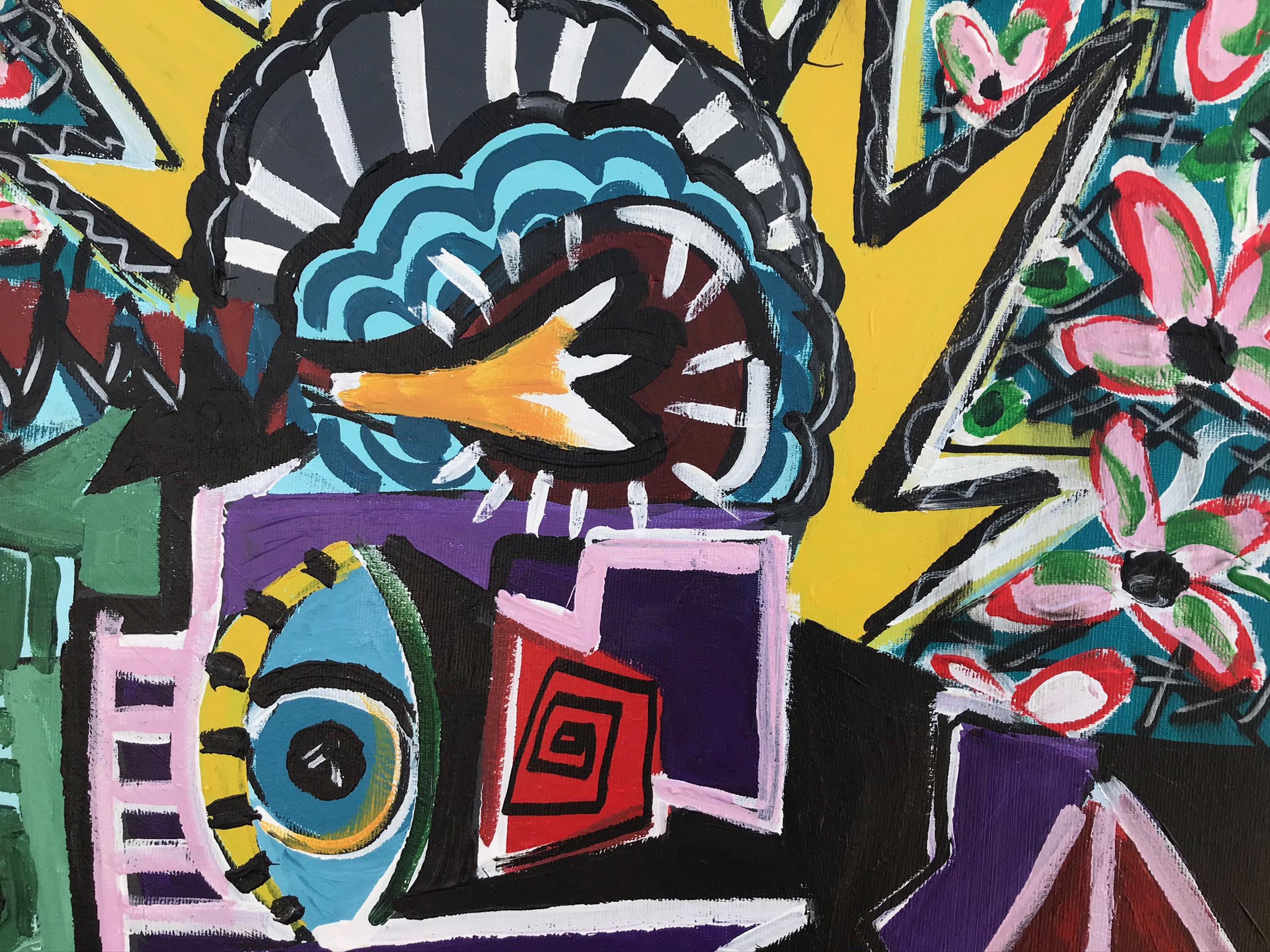R Poch Vertikale 34,-Cup in Rosa  Original-Acrylgemälde (Schwarz), Abstract Painting, von Ramon Poch