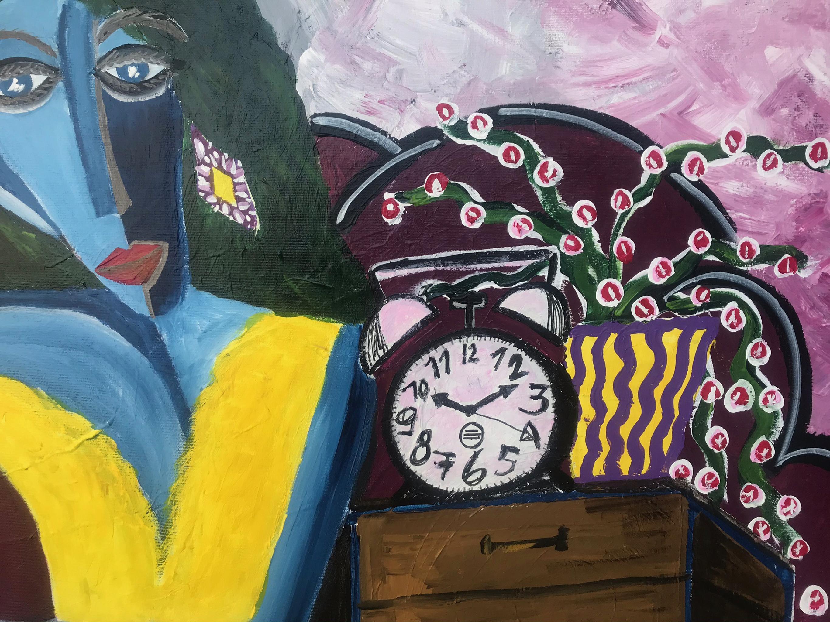 R. Poch  Frau  78 Warten  116 x 90 cm  Original-Acrylgemälde im Angebot 2