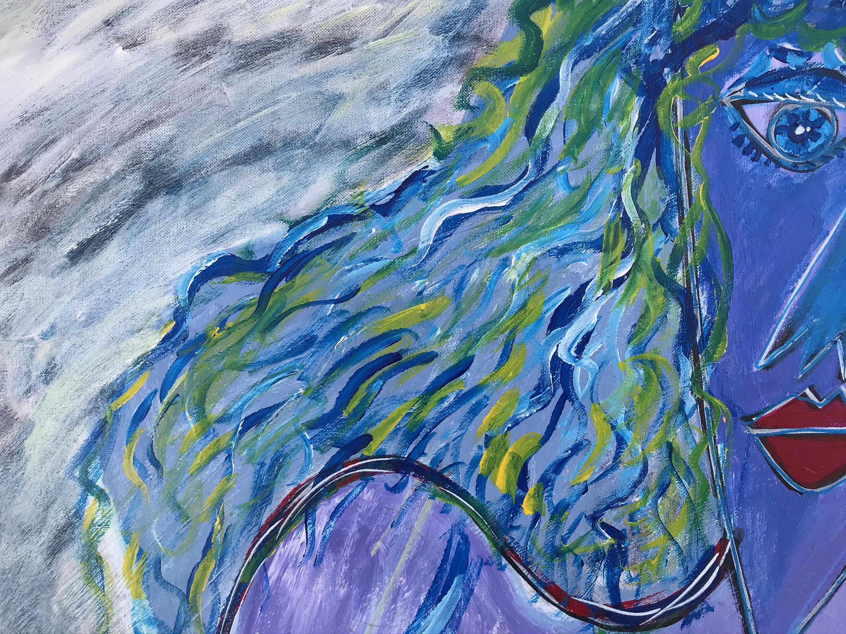 R. Poch  DONNA  Lola   pittura acrilica - Abstract Painting Viola di Ramon Poch