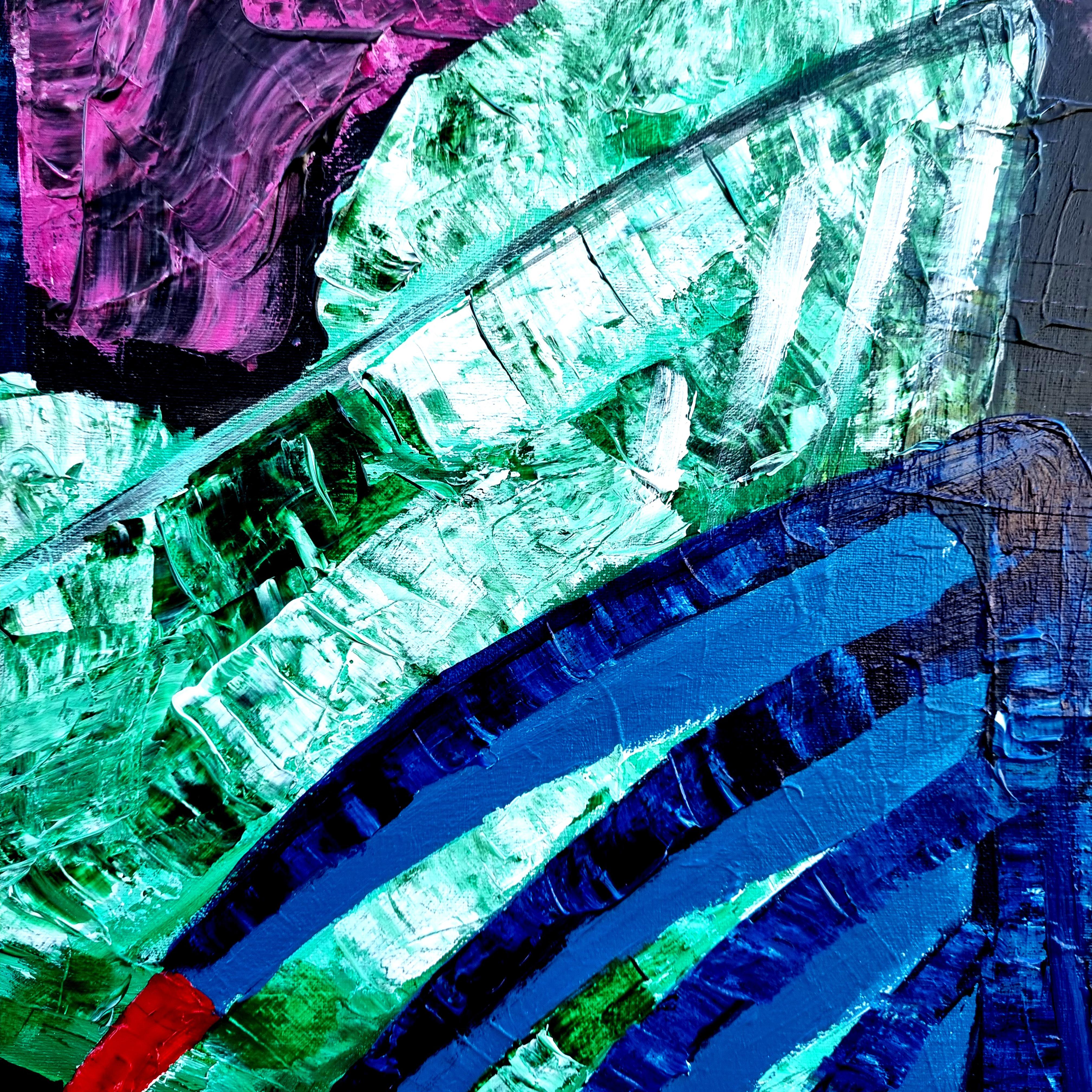 R Poch Women 100, R. DE COPAS 3... 120 x 120 cm Original-Acrylgemälde (Violett), Abstract Painting, von Ramon Poch