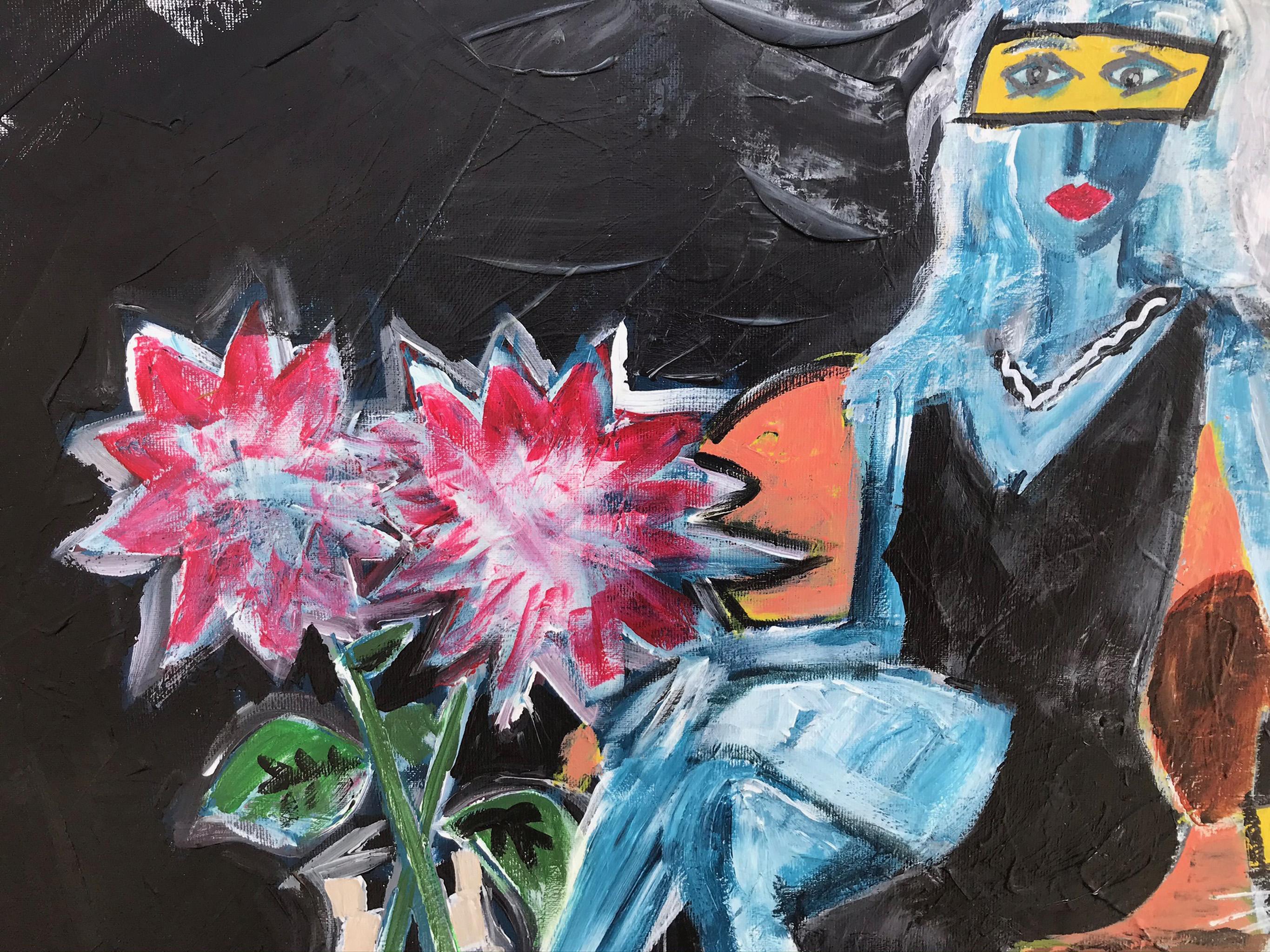 R. Poch   Frauen  Couch Original-Acrylgemälde (Expressionismus), Painting, von Ramon Poch