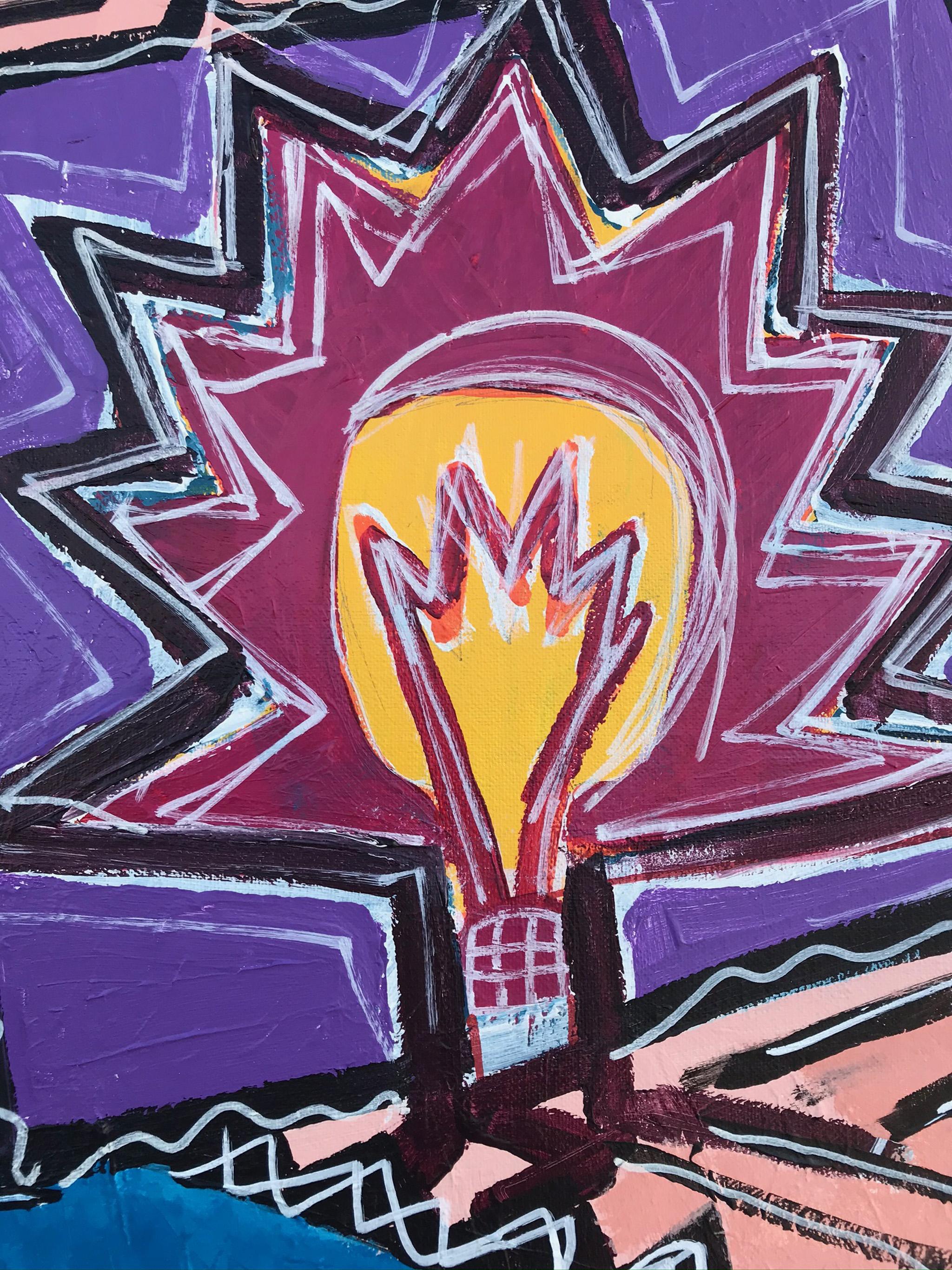 R. Poch   Women  Wuith Light Bulb   acrylic painting - Expressionist Painting by Ramon Poch