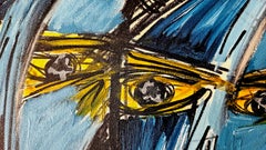 R. Poch Yellow Eyes Acrylic Painting, Abstract Expressionist, 2010-