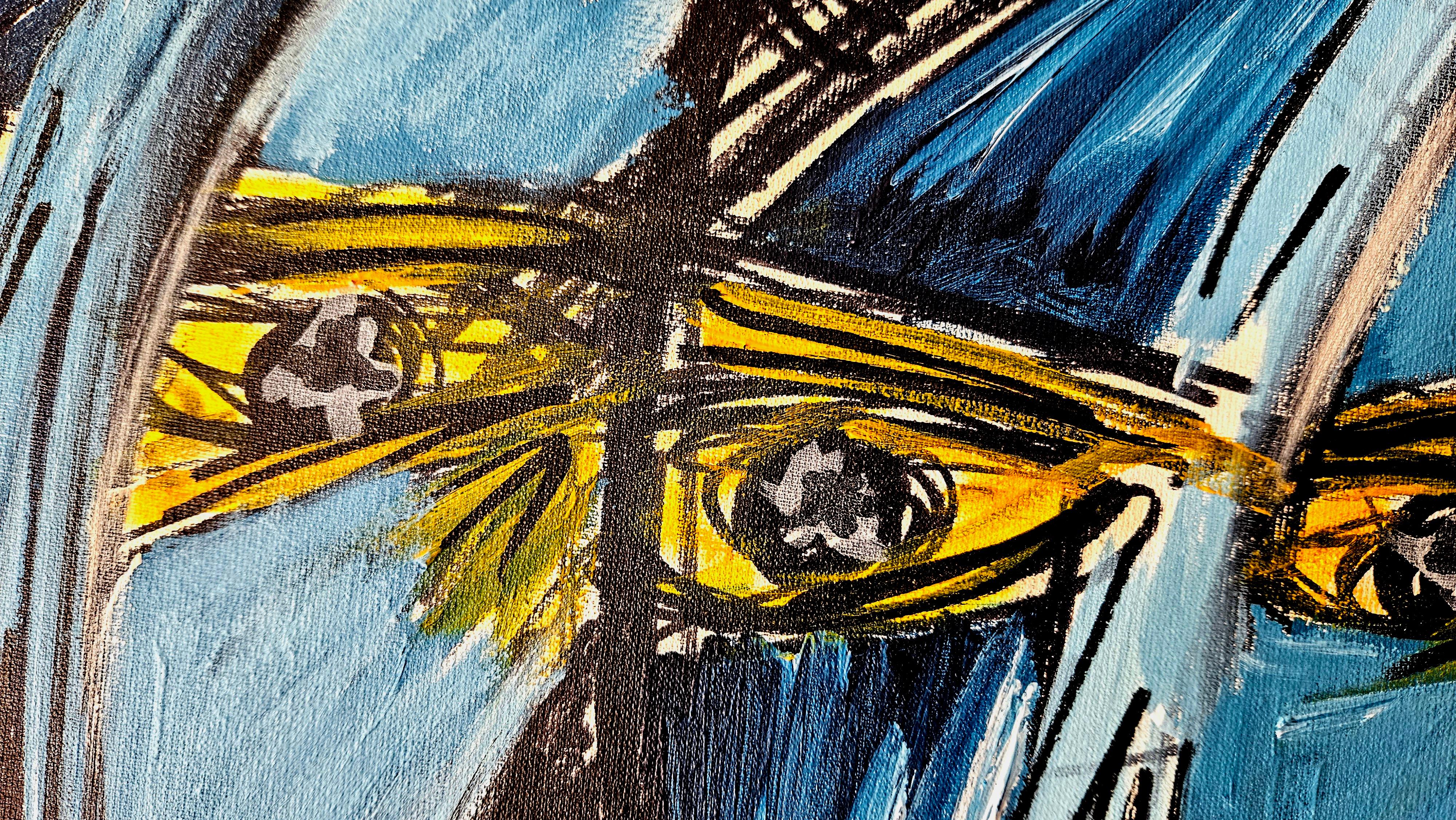 R. Poch Yellow eyes original acrylic painting - Abstract Expressionist Painting by Ramon Poch