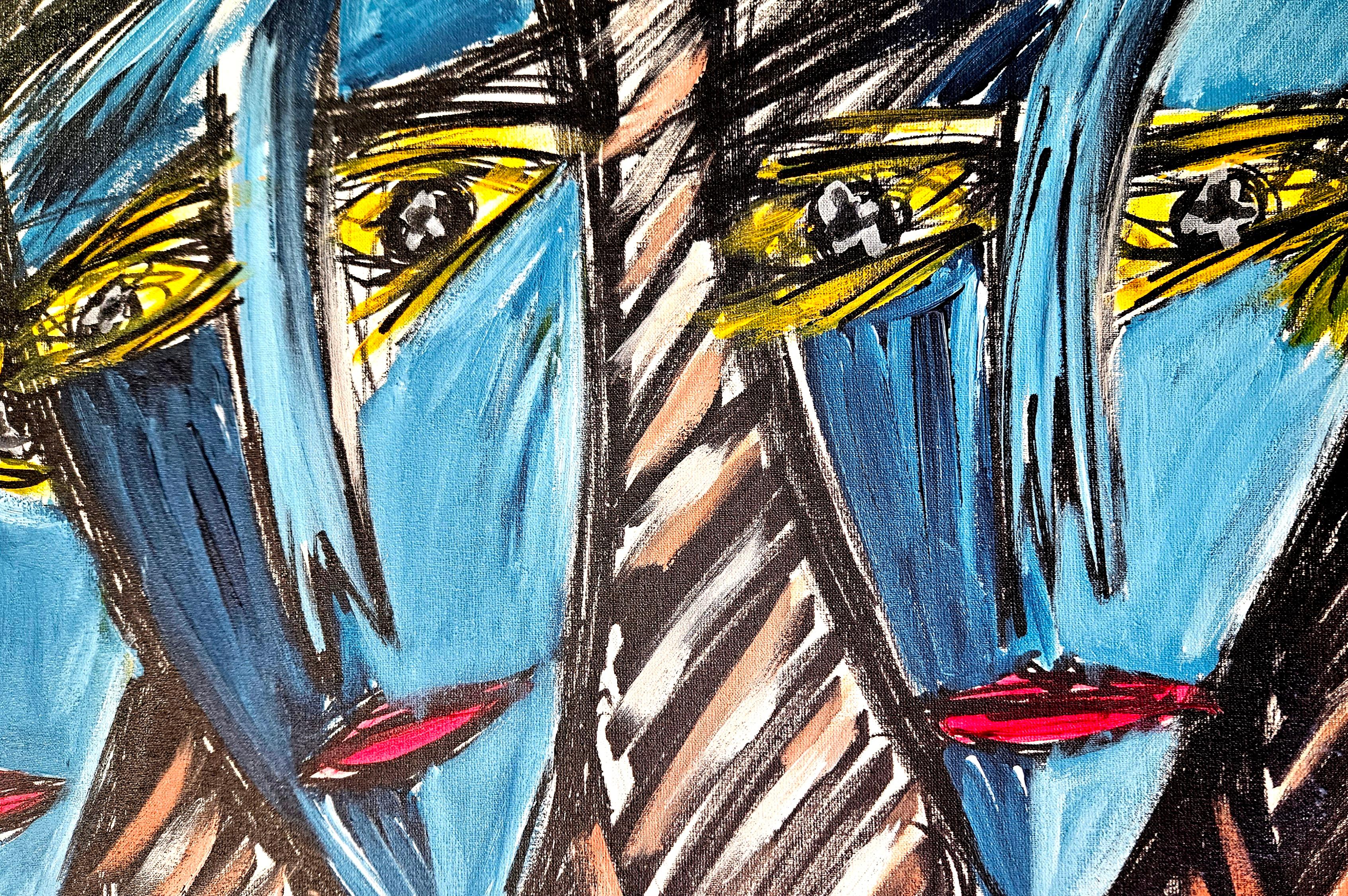 R. Poch Yellow eyes original acrylic painting For Sale 1