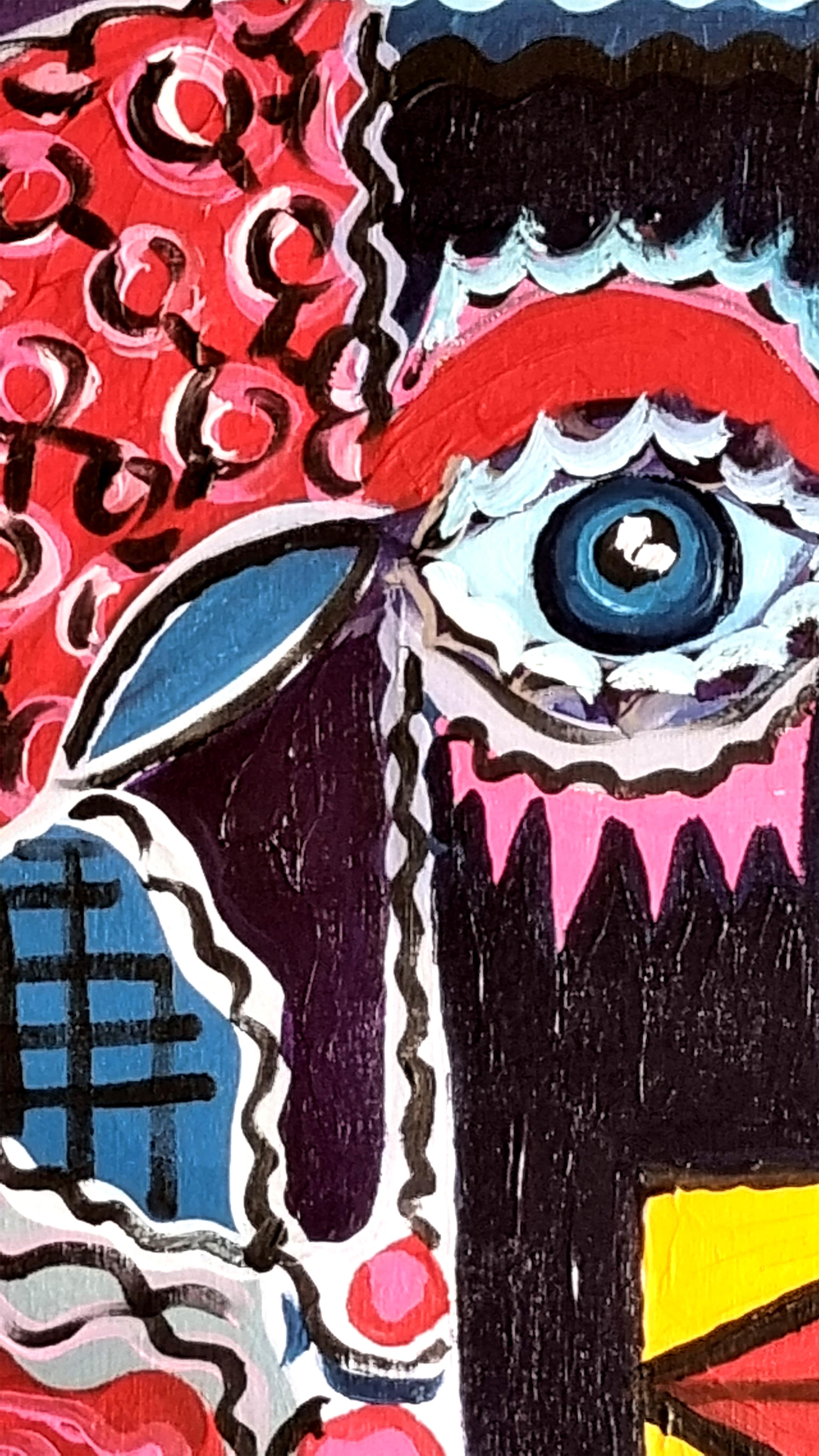 R. Poch  Yellow original acrylic painting - Black Abstract Painting by Ramon Poch