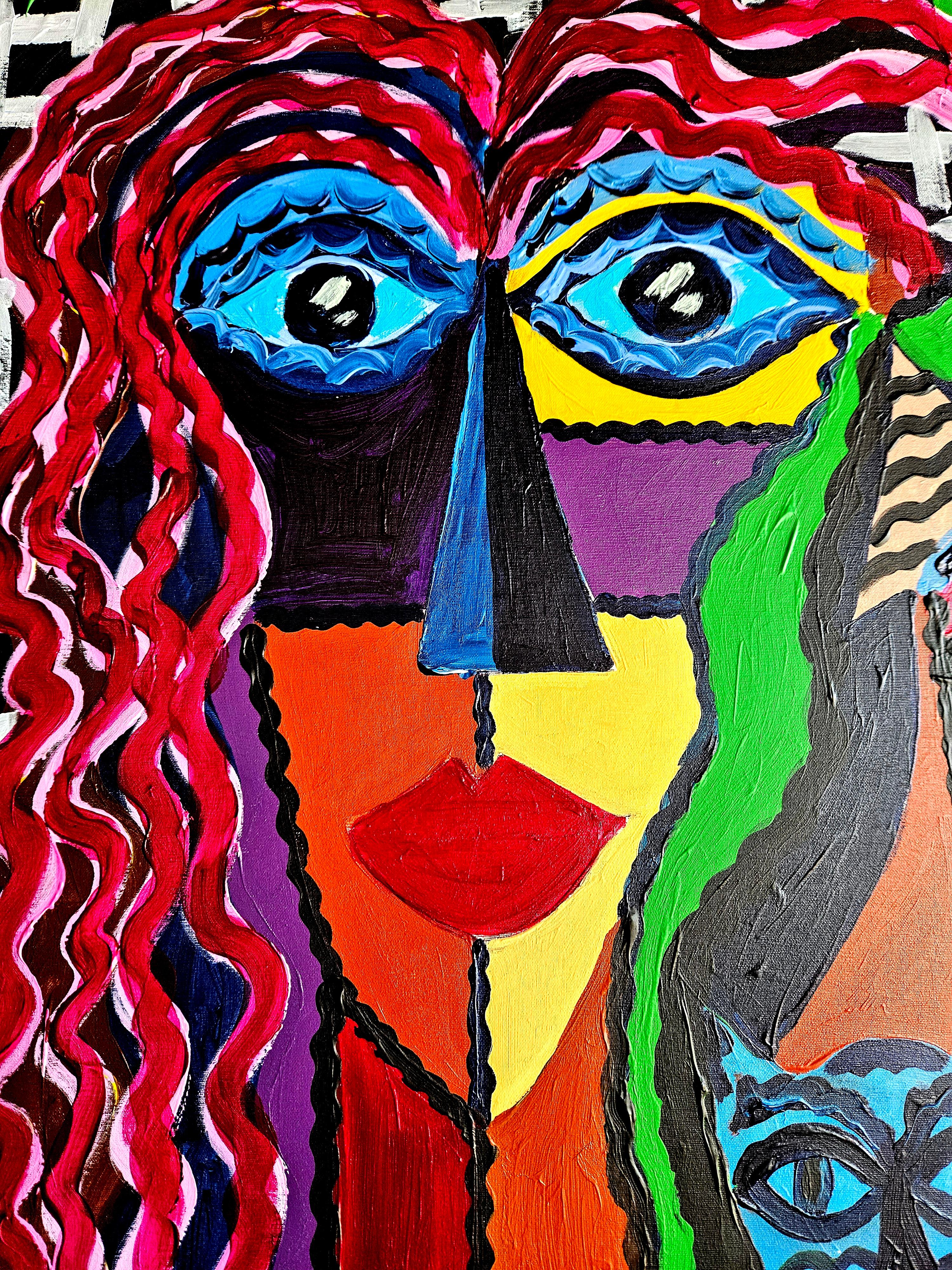 Ramon Poch  124 Cats in blue 120x120 cm   original acrylic painting 5