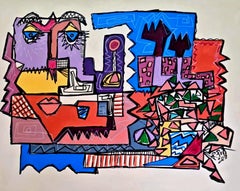 Ramon Poch 169 fiesta de color Acrylbild gerahmt 90x1115cm