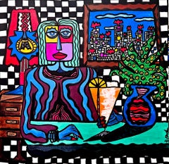 Ramon Poch 221. Portrait 100x100 cm original acrylic painting