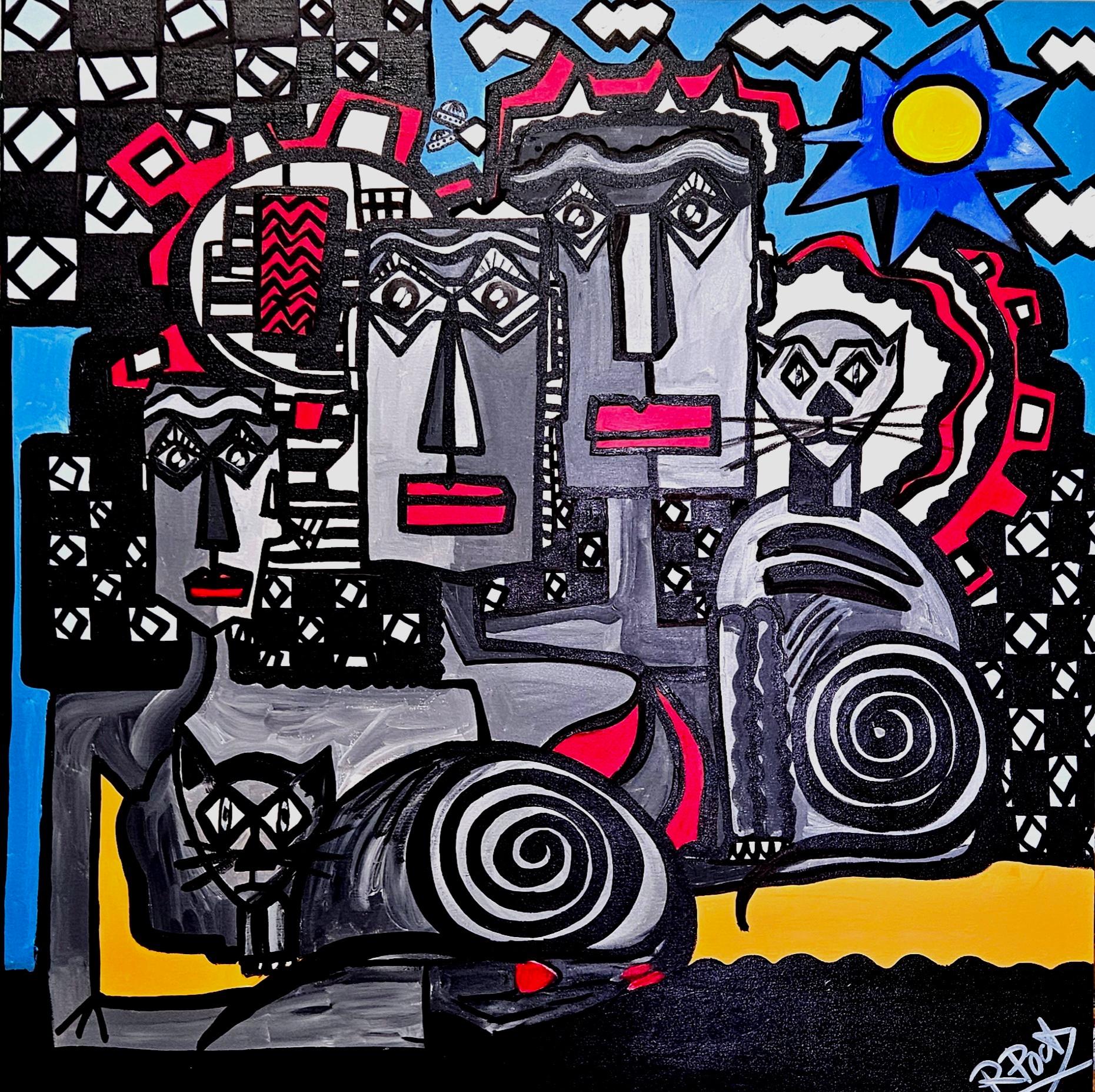 Ramon Poch 222. Portrait 100x100 cm original acrylic painting