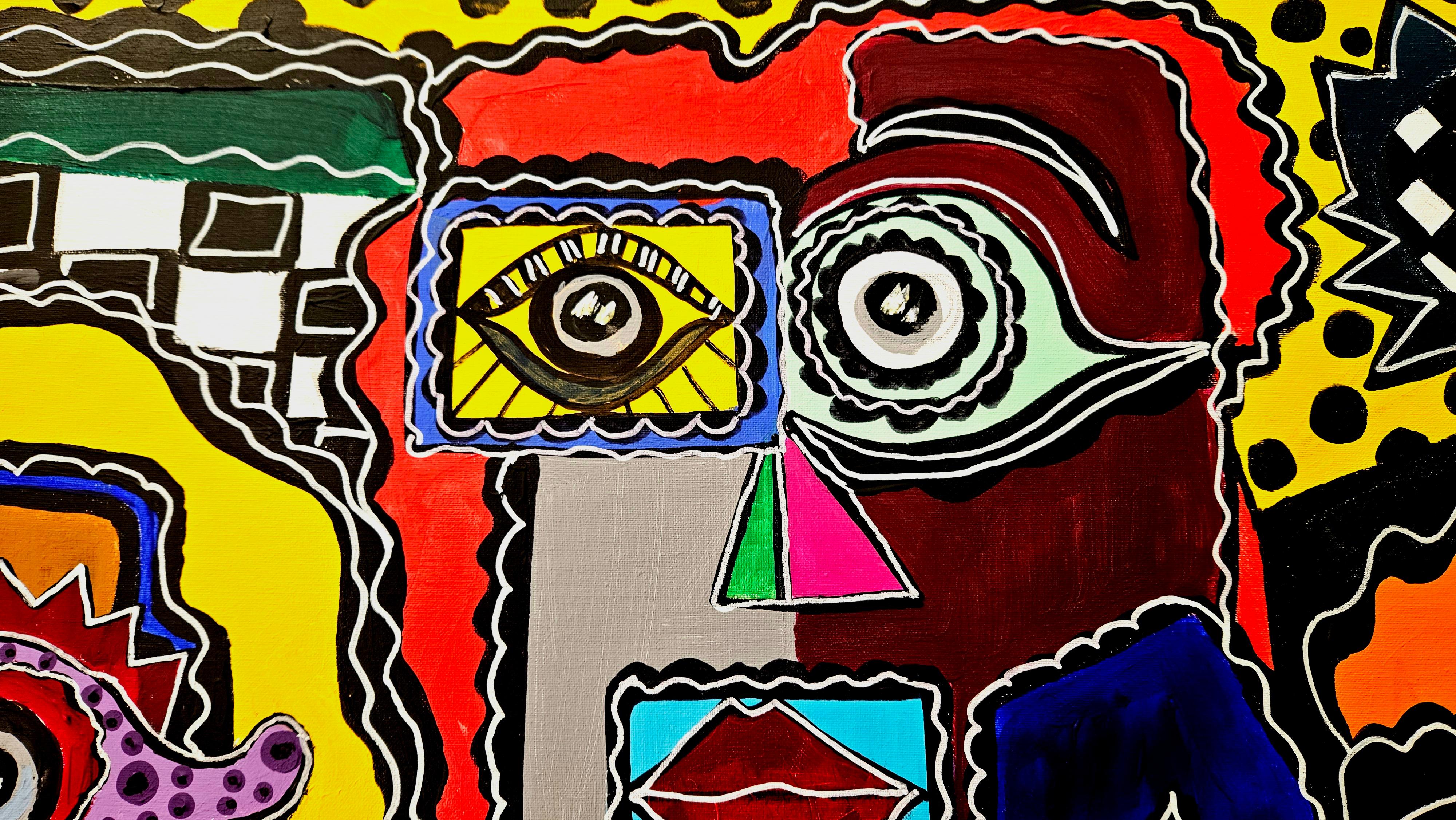 RAMON POCH 41 DE COPOAS Acrylgemälde (Schwarz), Abstract Painting, von Ramon Poch