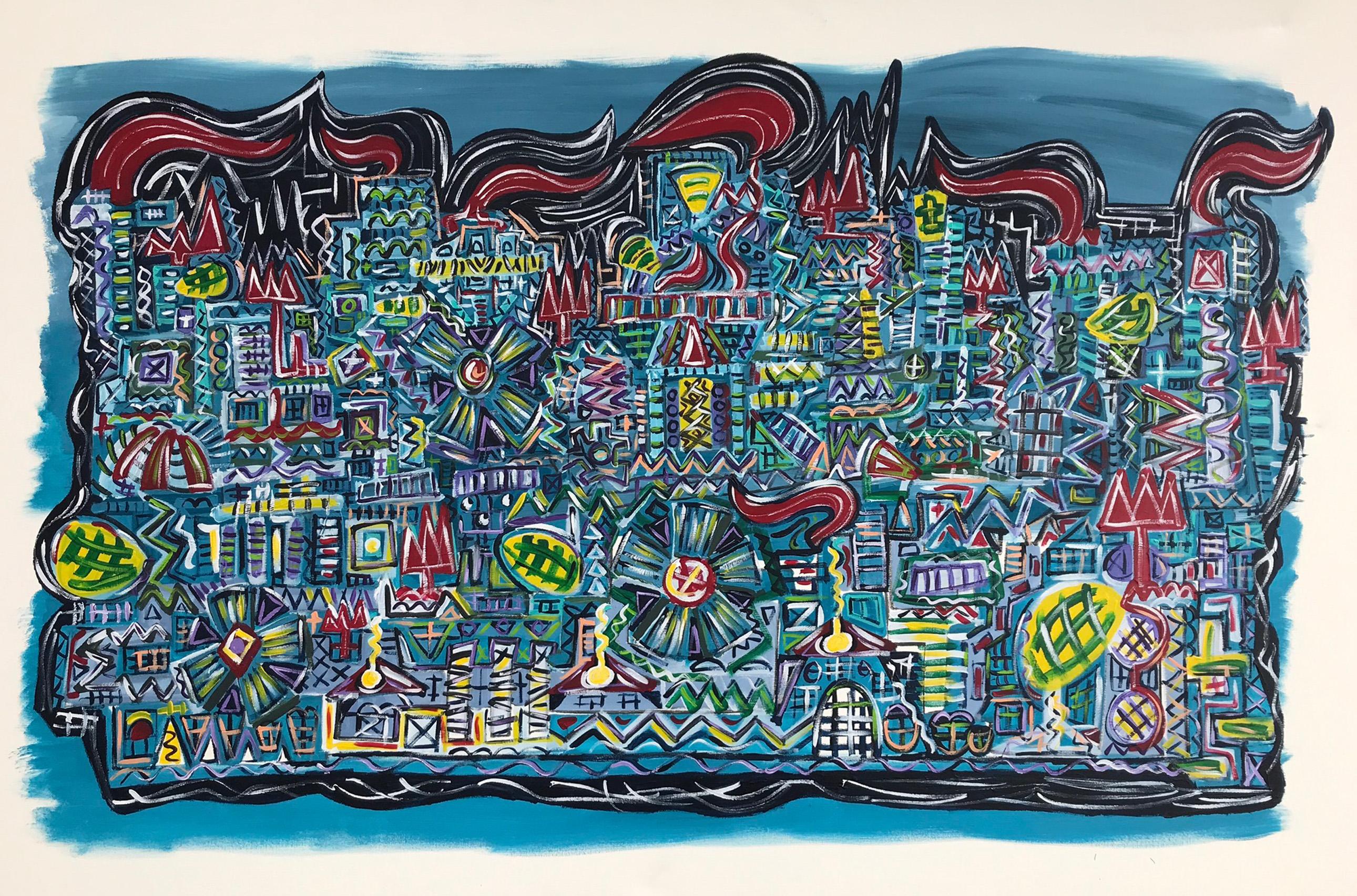 Abstract Painting di Ramon Poch - RAMON POCH  Grande   Fabbrica   pittura acrilica
