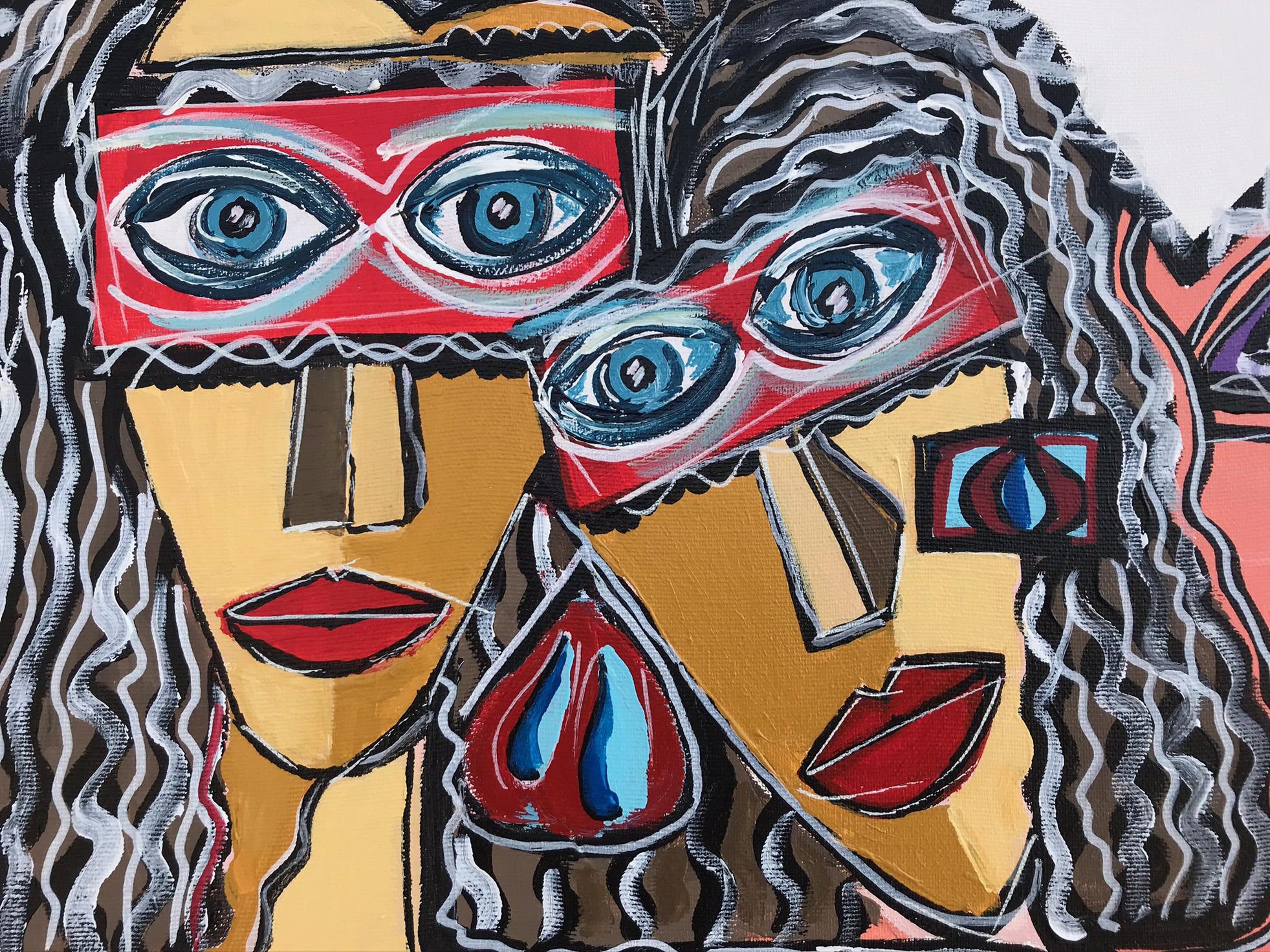 Ramon Poch 9  Coppia con gatti 115 x 90 cm - pittura acrilica originale 2