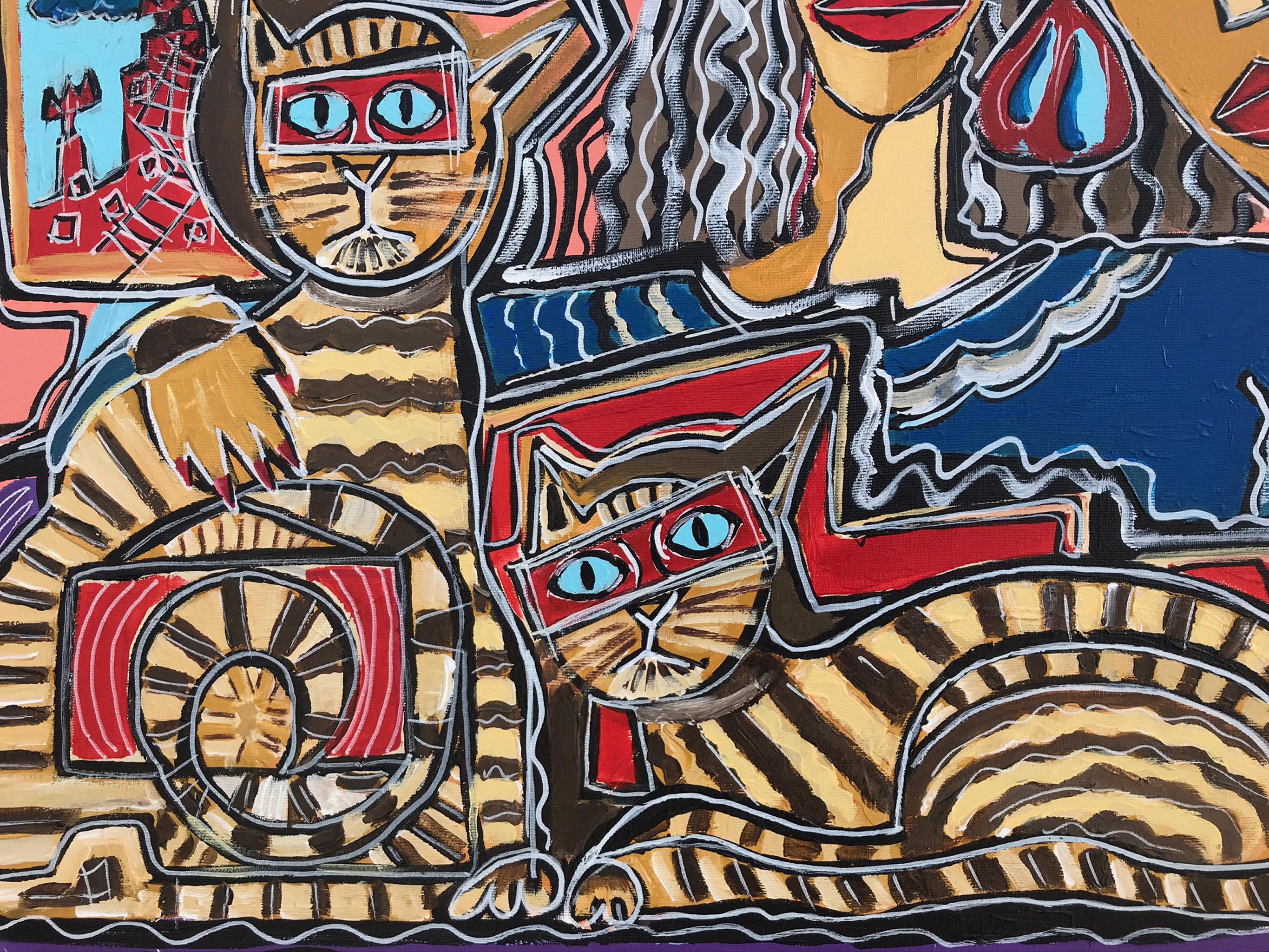 Ramon Poch 9  Coppia con gatti 115 x 90 cm - pittura acrilica originale 3