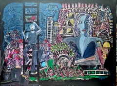 Ramon Poch escalera 158. acrylic painting framed 100x130 cm