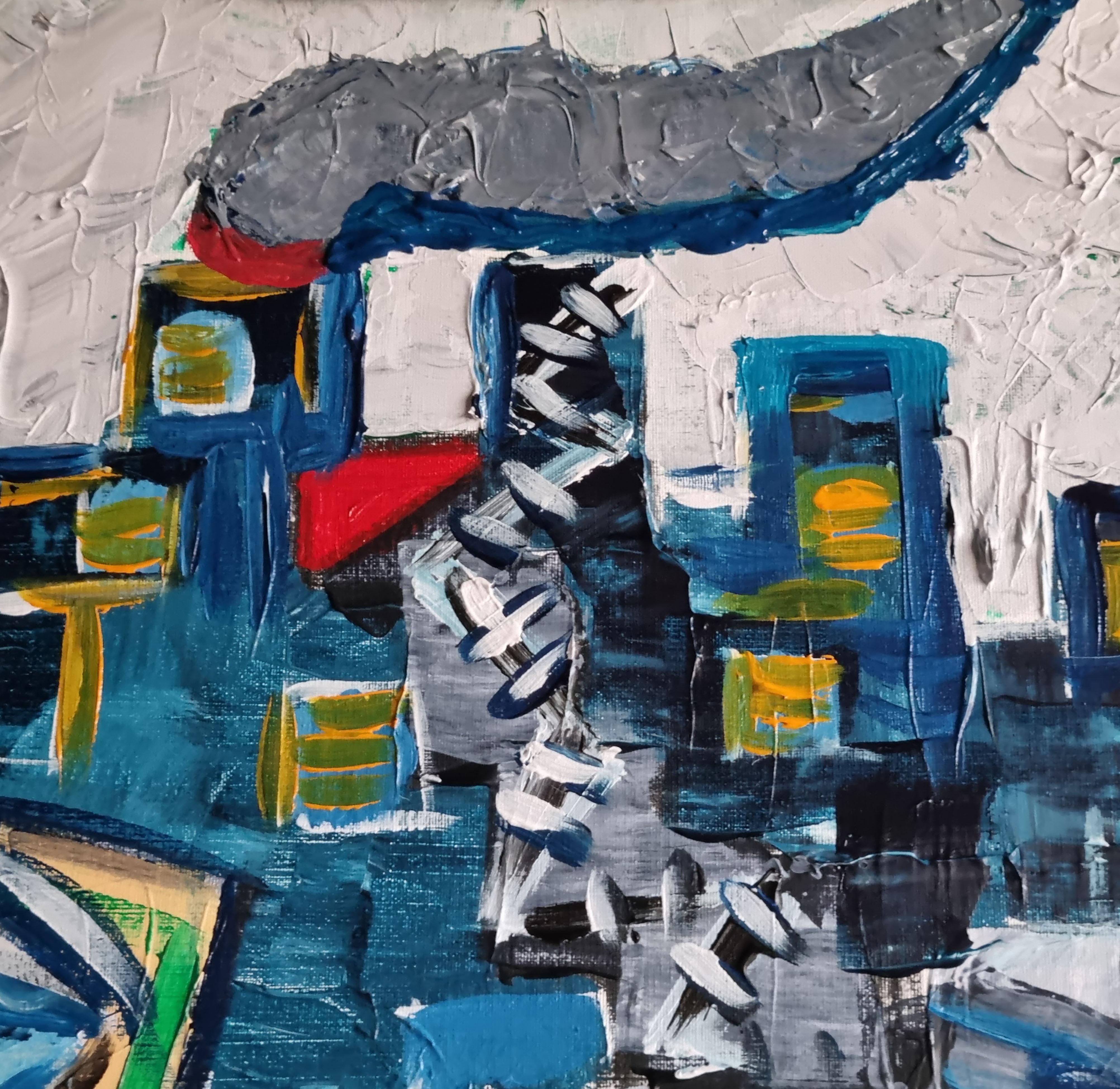 Ramon Poch   Faces Blue 100 x 120 cm  pittura acrilica in vendita 4