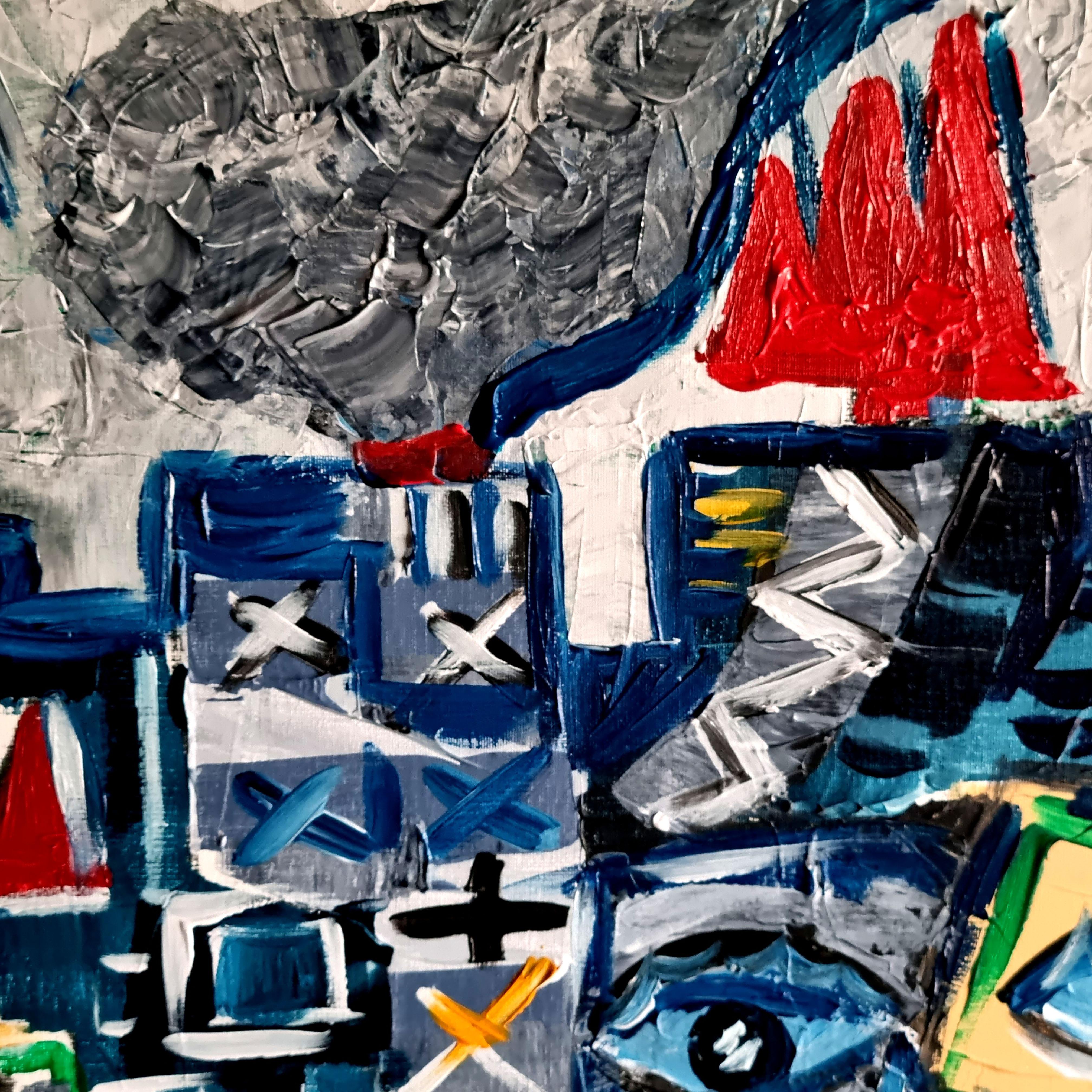 Ramon Poch   Faces Blue 100 x 120 cm  pittura acrilica in vendita 5