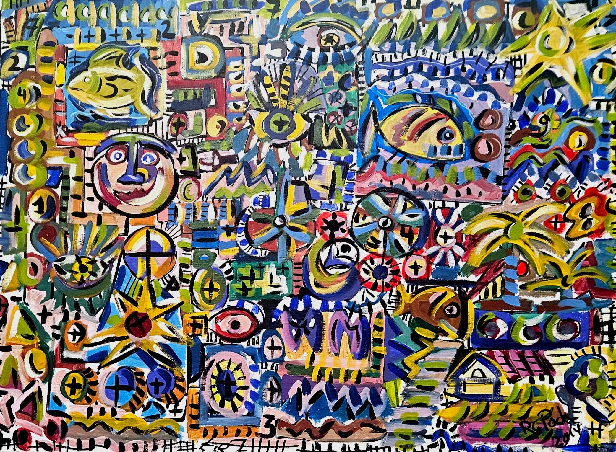 Ramon Poch FIESTA 159. acrylic painting framed 100x130 cm