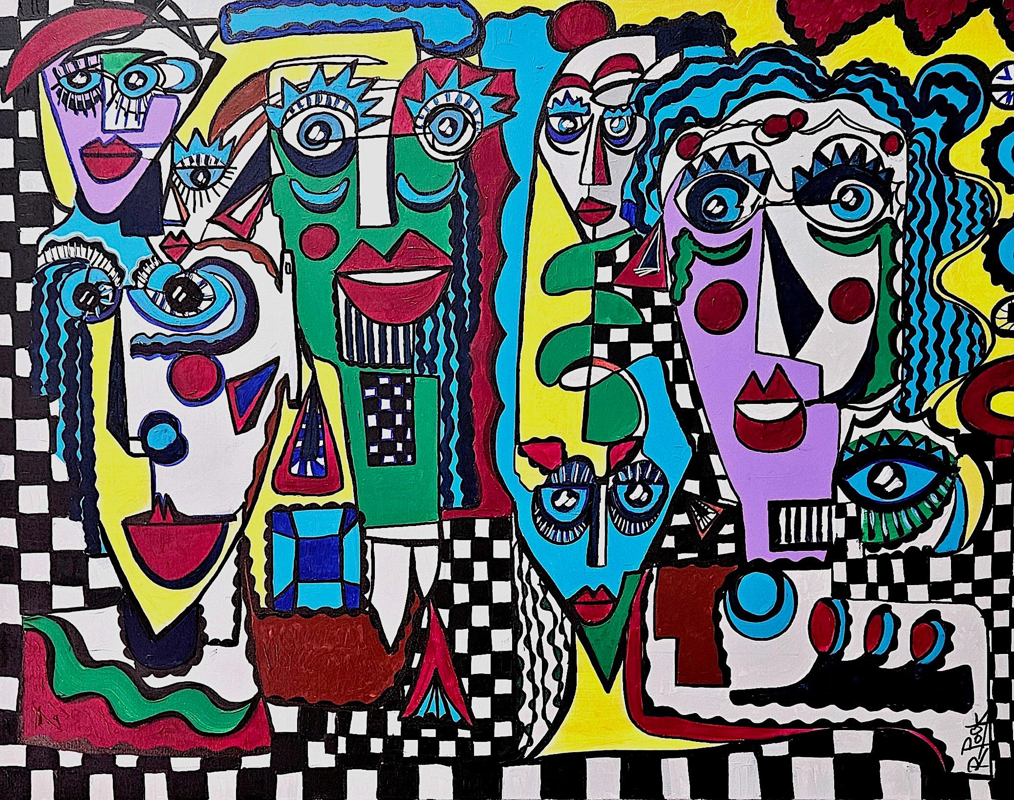 Ramon Poch Fiesta original acrylic painting For Sale 1