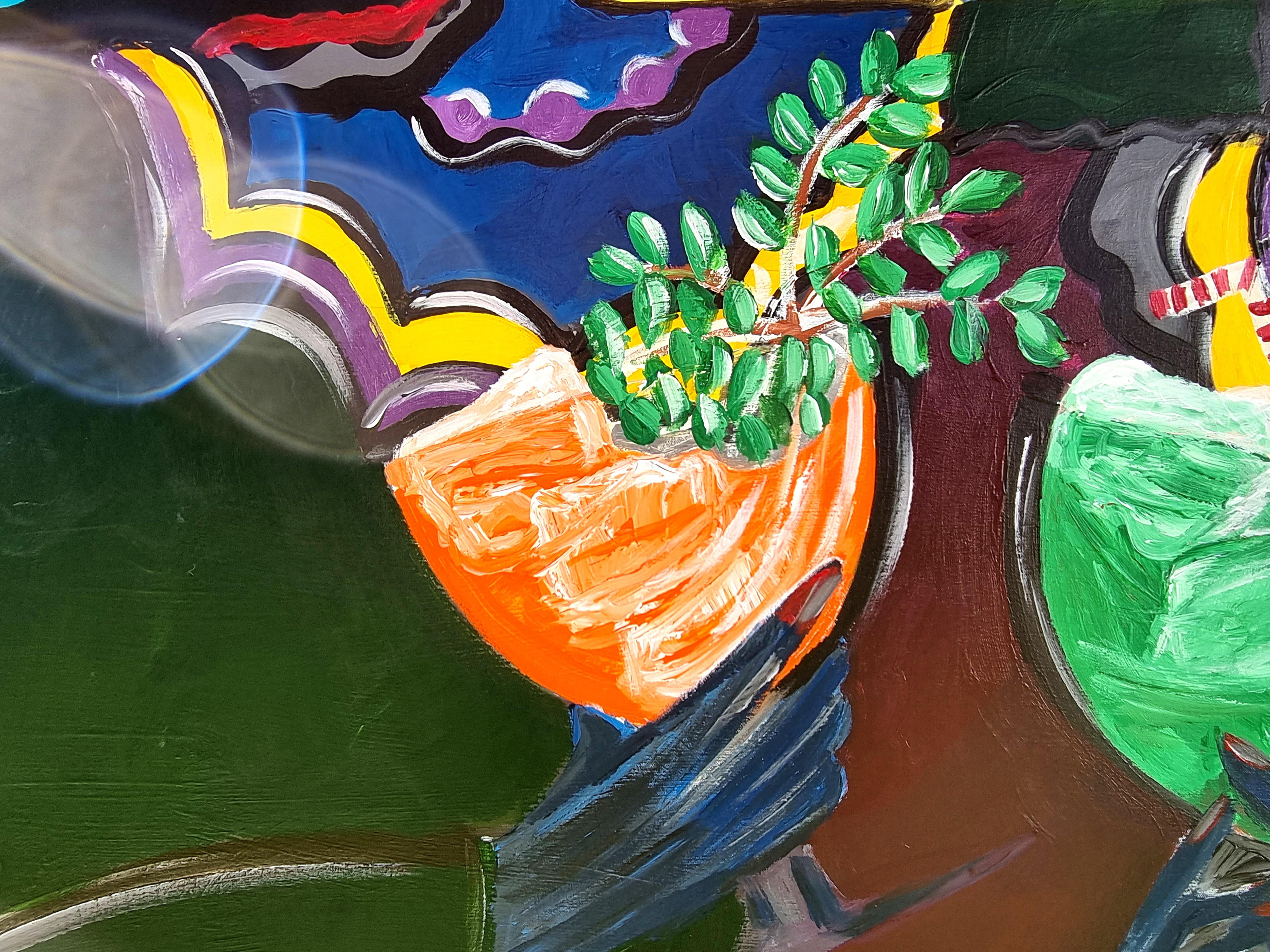 RAMON POCH  AMICI 120 x 120 cm dipinto originale in acrilico - Figurative Painting Nero di Ramon Poch